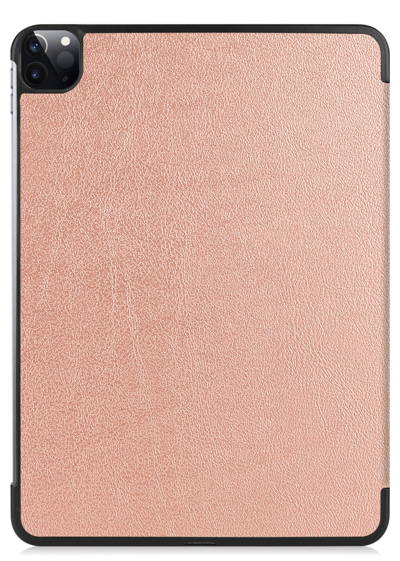 BTH Hoes Geschikt voor iPad Pro 2021 (12,9 inch) Hoes Book Case Hoesje Trifold Cover - Hoesje Geschikt voor iPad Pro 12,9 inch (2021) Hoesje Bookcase - Rosé goud