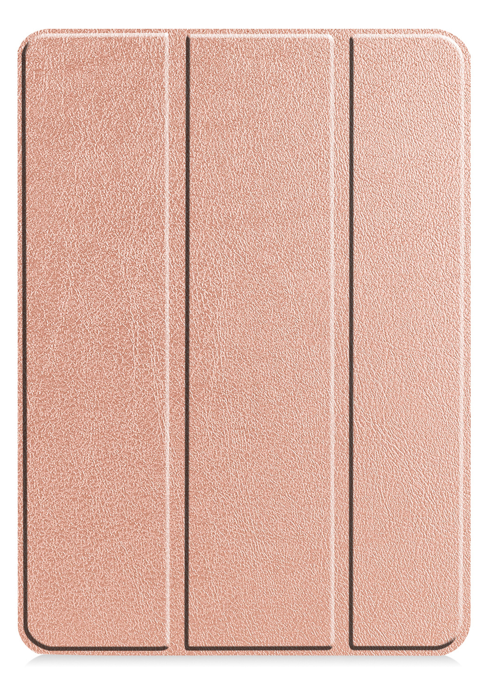 BTH Hoes Geschikt voor iPad Pro 2021 (12,9 inch) Hoes Book Case Hoesje Trifold Cover - Hoesje Geschikt voor iPad Pro 12,9 inch (2021) Hoesje Bookcase - Rosé goud