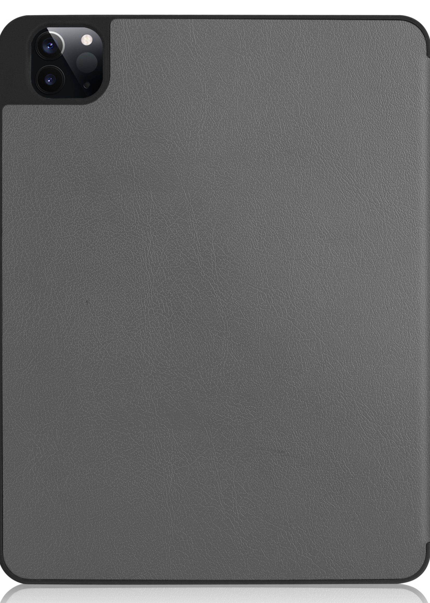 BTH Hoes Geschikt voor iPad Pro 2021 (12,9 inch) Hoes Book Case Hoesje Trifold Cover Met Uitsparing Geschikt voor Apple Pencil - Hoesje Geschikt voor iPad Pro 12,9 inch (2021) Hoesje Bookcase - Grijs