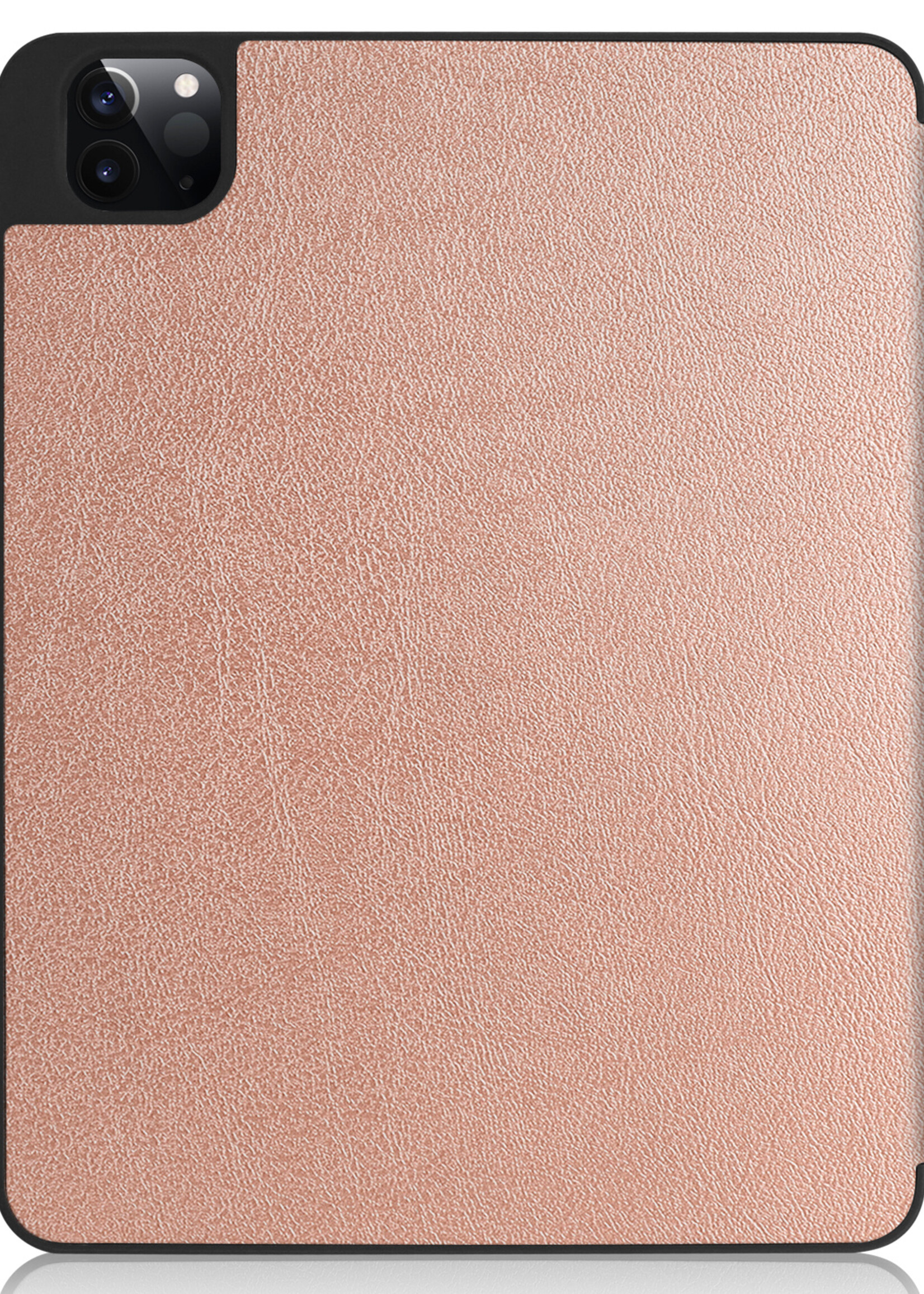 BTH Hoes Geschikt voor iPad Pro 2021 (12,9 inch) Hoes Book Case Hoesje Trifold Cover Met Uitsparing Geschikt voor Apple Pencil - Hoesje Geschikt voor iPad Pro 12,9 inch (2021) Hoesje Bookcase - Rosé goud