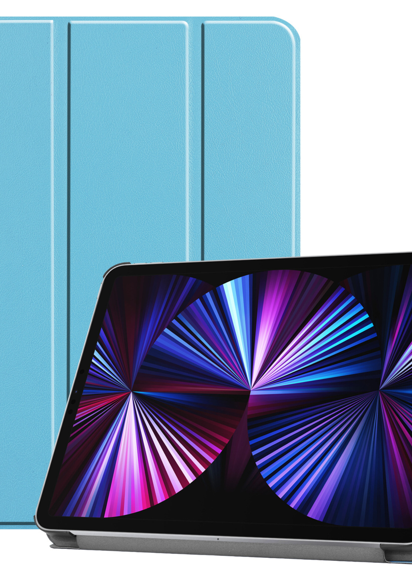 BTH Hoes Geschikt voor iPad Pro 2021 (11 inch) Hoes Book Case Hoesje Trifold Cover - Hoesje Geschikt voor iPad Pro 11 inch (2021) Hoesje Bookcase - Blauw