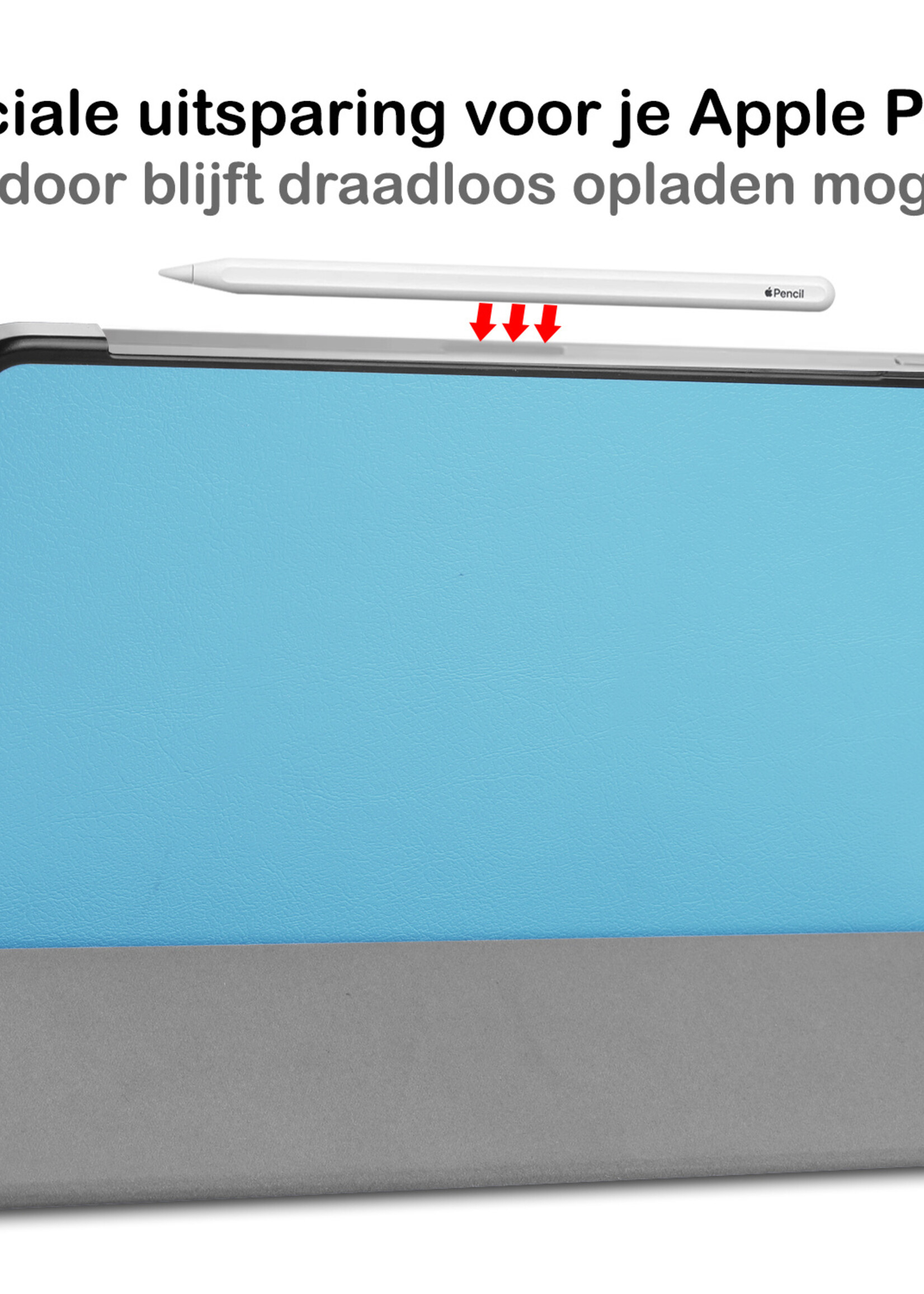 BTH Hoes Geschikt voor iPad Pro 2021 (11 inch) Hoes Book Case Hoesje Trifold Cover - Hoesje Geschikt voor iPad Pro 11 inch (2021) Hoesje Bookcase - Blauw