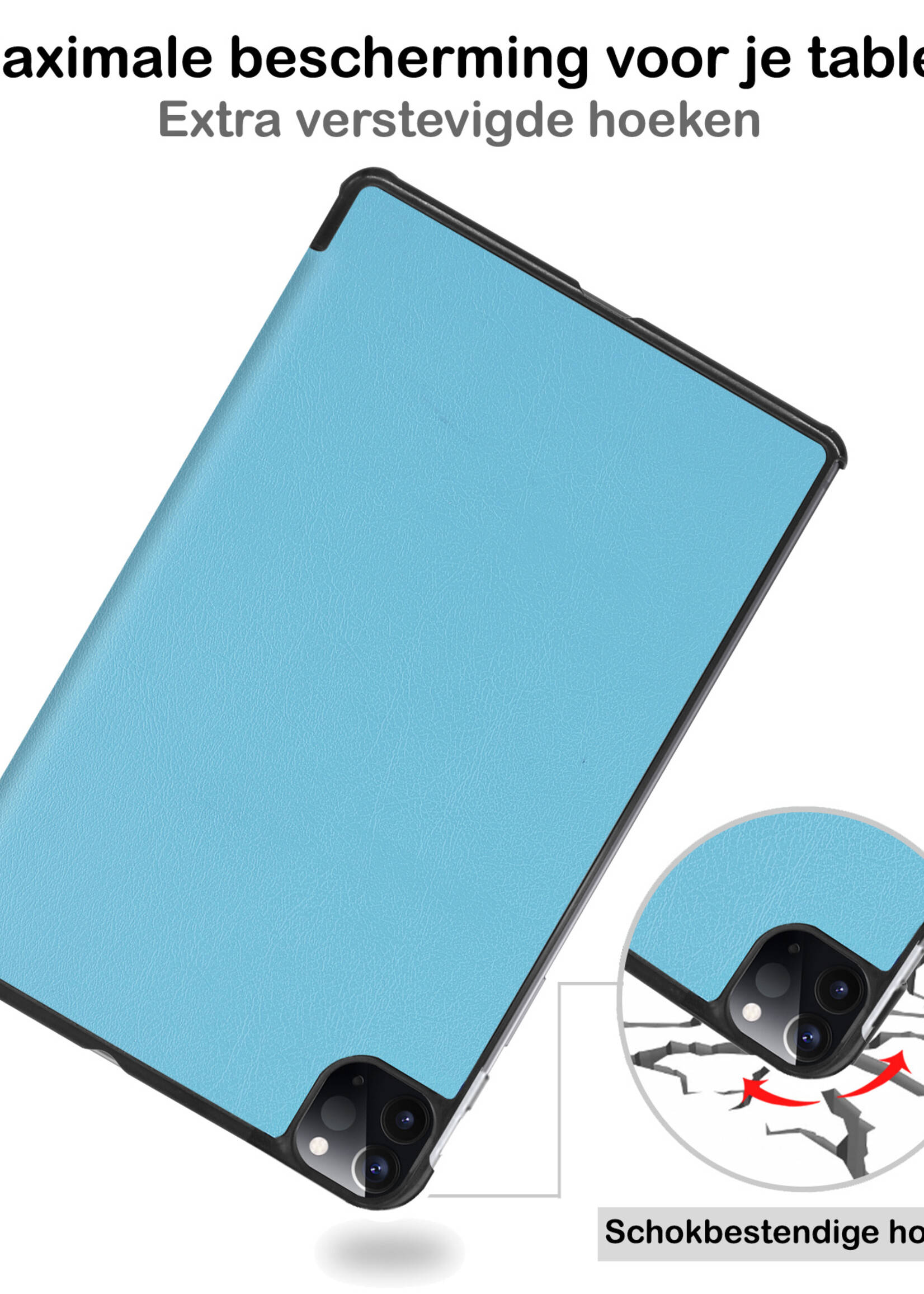 BTH Hoes Geschikt voor iPad Pro 2021 (11 inch) Hoes Book Case Hoesje Trifold Cover - Hoesje Geschikt voor iPad Pro 11 inch (2021) Hoesje Bookcase - Blauw