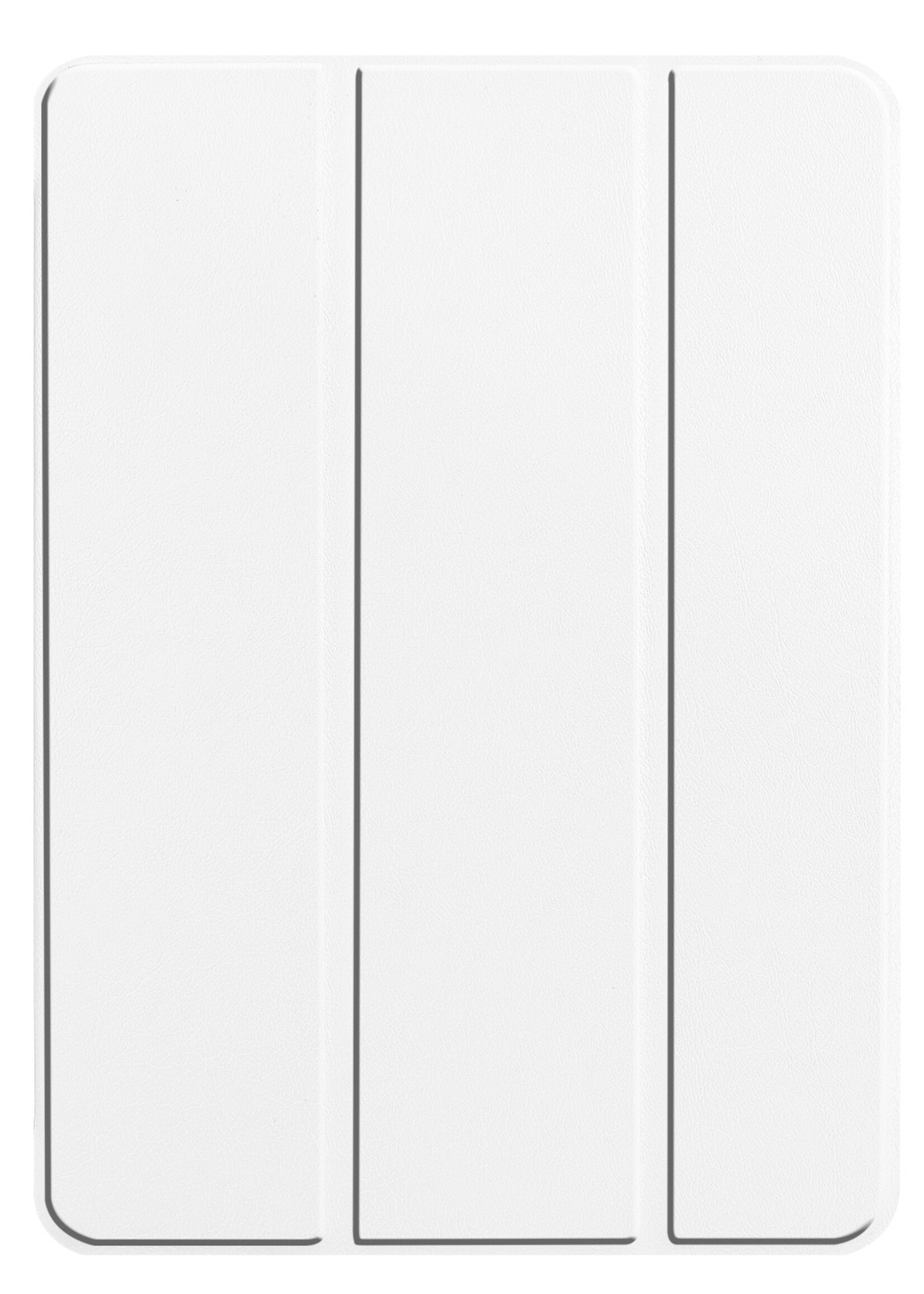BTH Hoes Geschikt voor iPad Pro 2021 (11 inch) Hoes Book Case Hoesje Trifold Cover - Hoesje Geschikt voor iPad Pro 11 inch (2021) Hoesje Bookcase - Wit