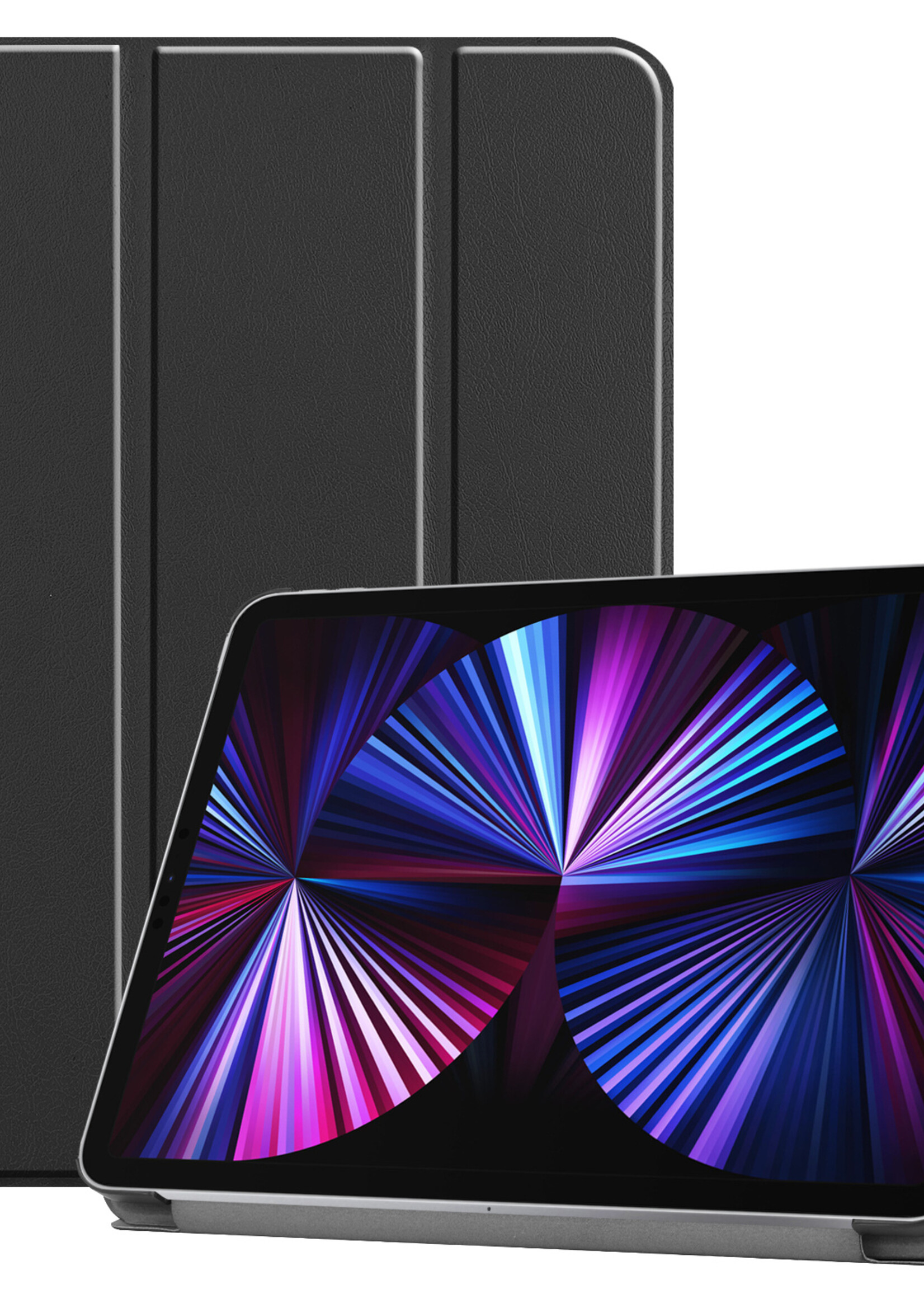 BTH Hoes Geschikt voor iPad Pro 2021 (11 inch) Hoes Book Case Hoesje Trifold Cover - Hoesje Geschikt voor iPad Pro 11 inch (2021) Hoesje Bookcase - Zwart