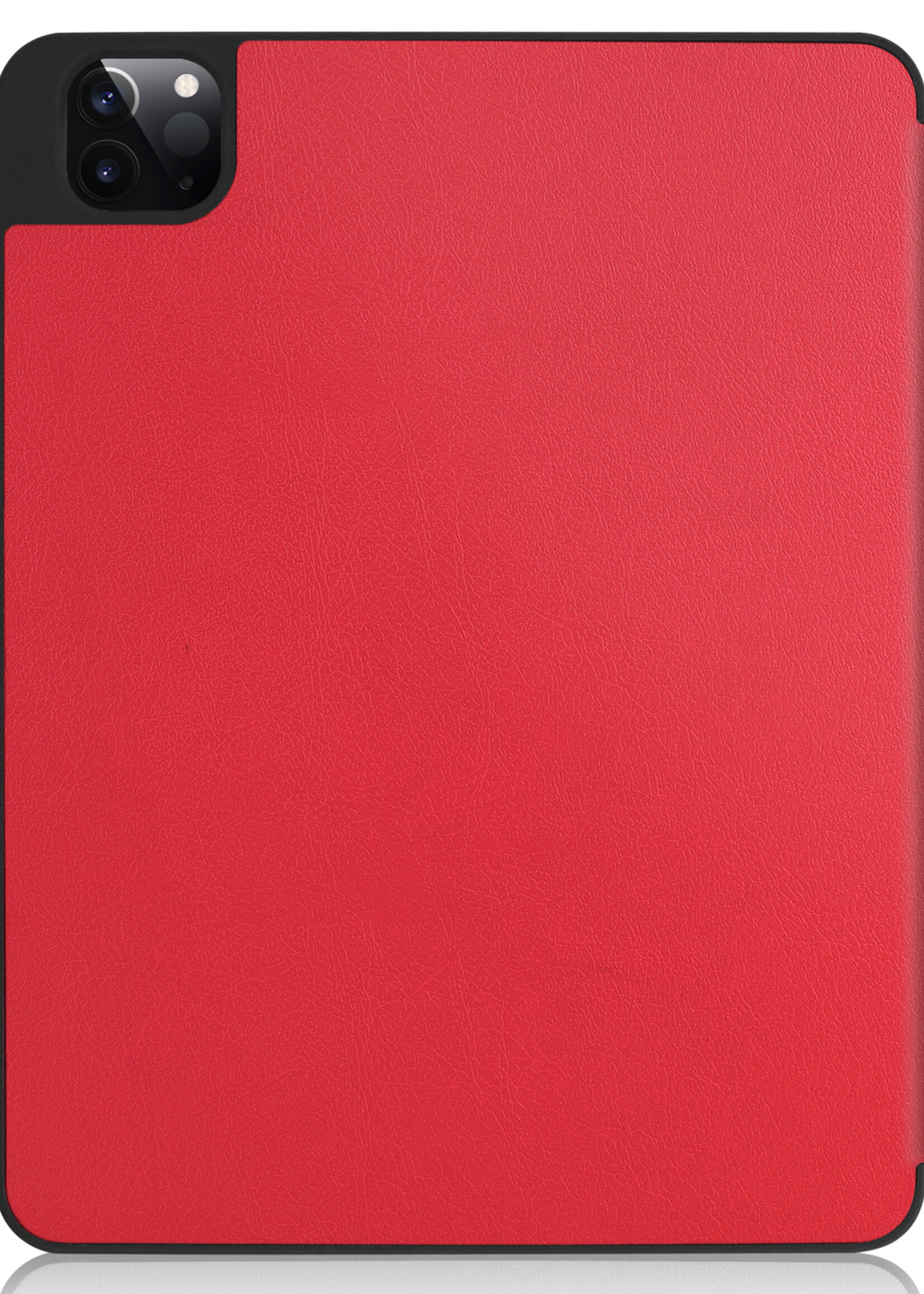 BTH Hoes Geschikt voor iPad Pro 2021 (11 inch) Hoes Book Case Hoesje Trifold Cover Met Uitsparing Geschikt voor Apple Pencil - Hoesje Geschikt voor iPad Pro 11 inch (2021) Hoesje Bookcase - Rood