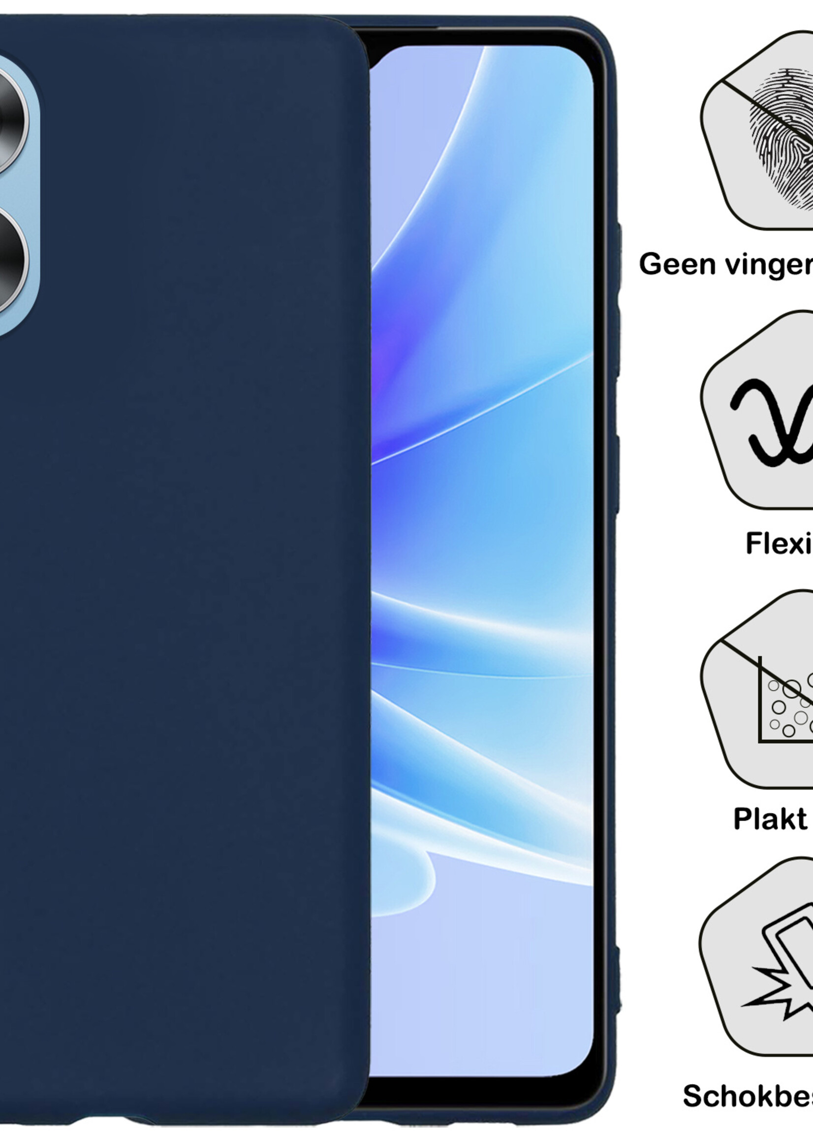 BTH OPPO A17 Hoesje Siliconen Case Cover - OPPO A17 Hoesje Cover Hoes Siliconen - Donker Blauw