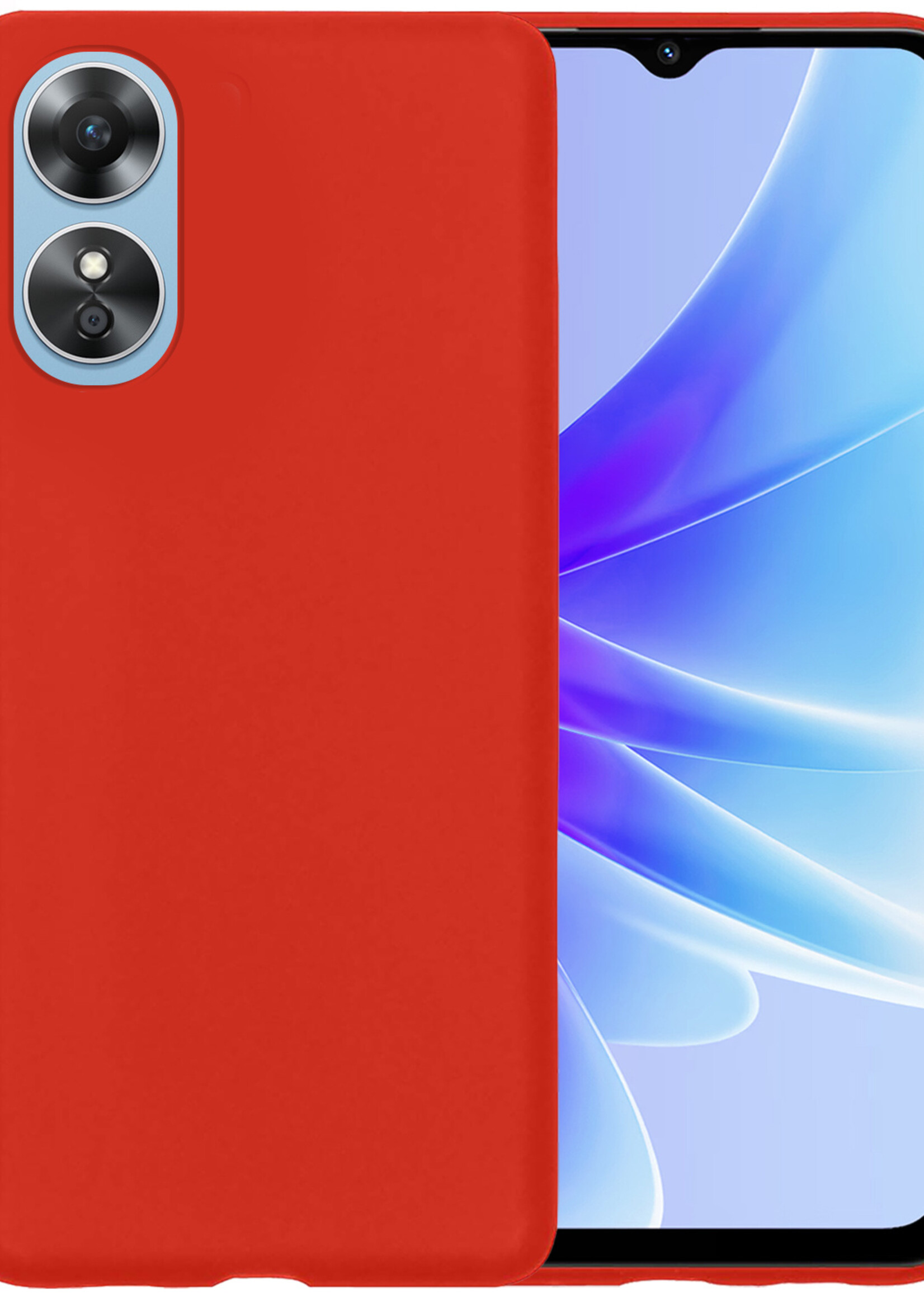 BTH OPPO A17 Hoesje Siliconen Case Cover - OPPO A17 Hoesje Cover Hoes Siliconen - Rood