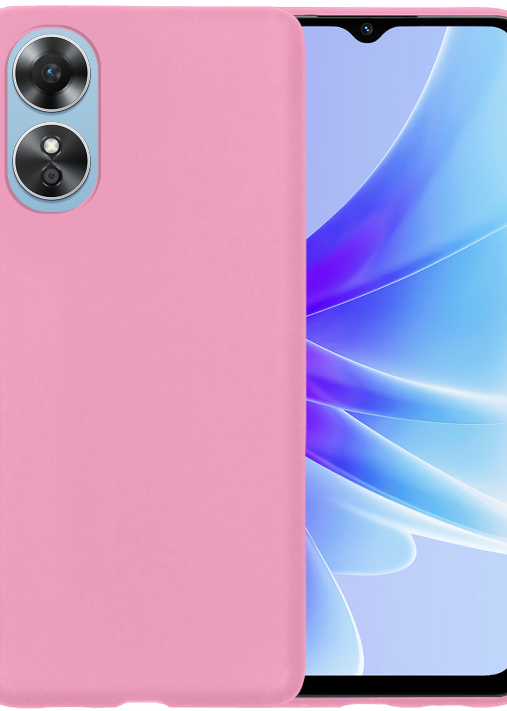 BTH OPPO A17 Hoesje Siliconen Case Cover - OPPO A17 Hoesje Cover Hoes Siliconen - Licht Roze