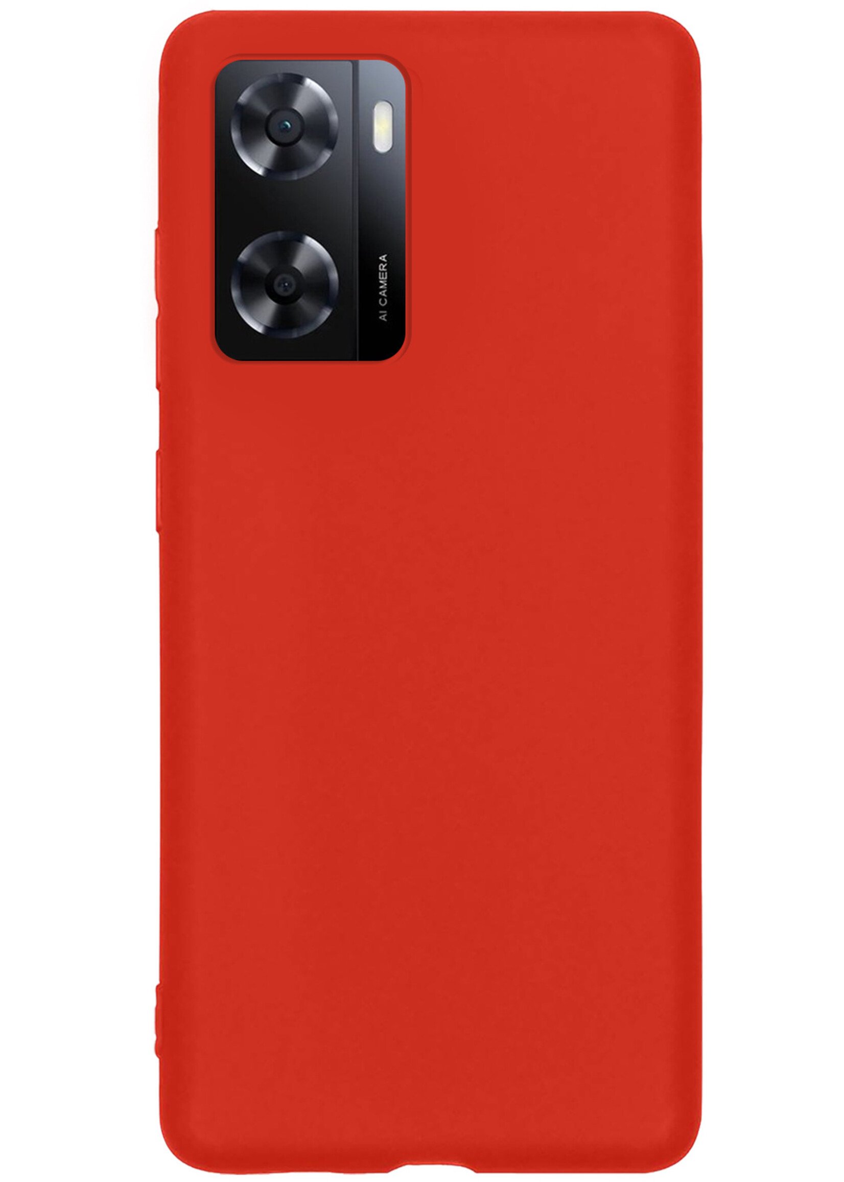 BTH Hoesje Geschikt voor OPPO A57 Hoesje Siliconen Case Hoes - Hoes Geschikt voor OPPO A57 Hoes Cover Case - Rood - 2 PACK