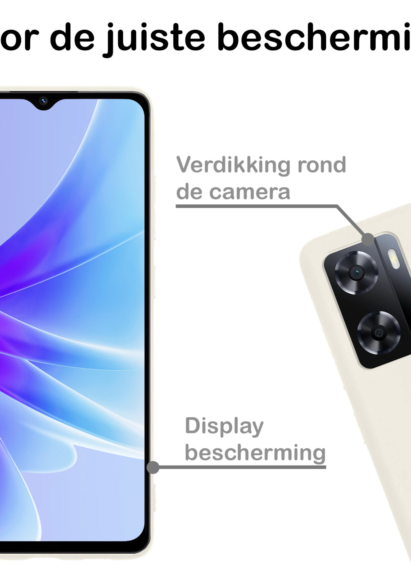 BTH Hoesje Geschikt voor OPPO A57 Hoesje Siliconen Case Hoes - Hoes Geschikt voor OPPO A57 Hoes Cover Case - Wit - 2 PACK