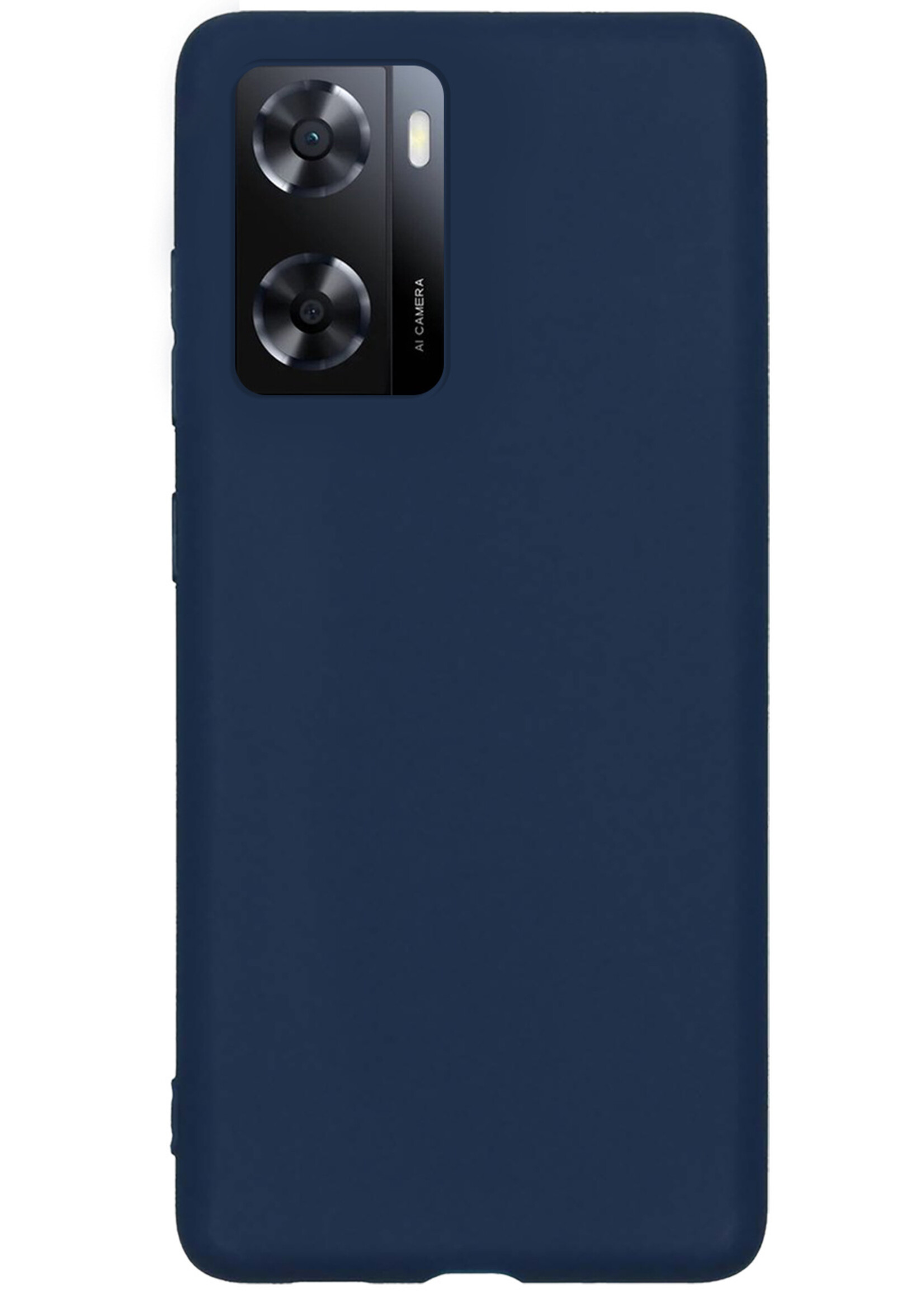 BTH Hoesje Geschikt voor OPPO A57 Hoesje Siliconen Case Hoes Met Screenprotector - Hoes Geschikt voor OPPO A57 Hoes Cover Case - Donkerblauw