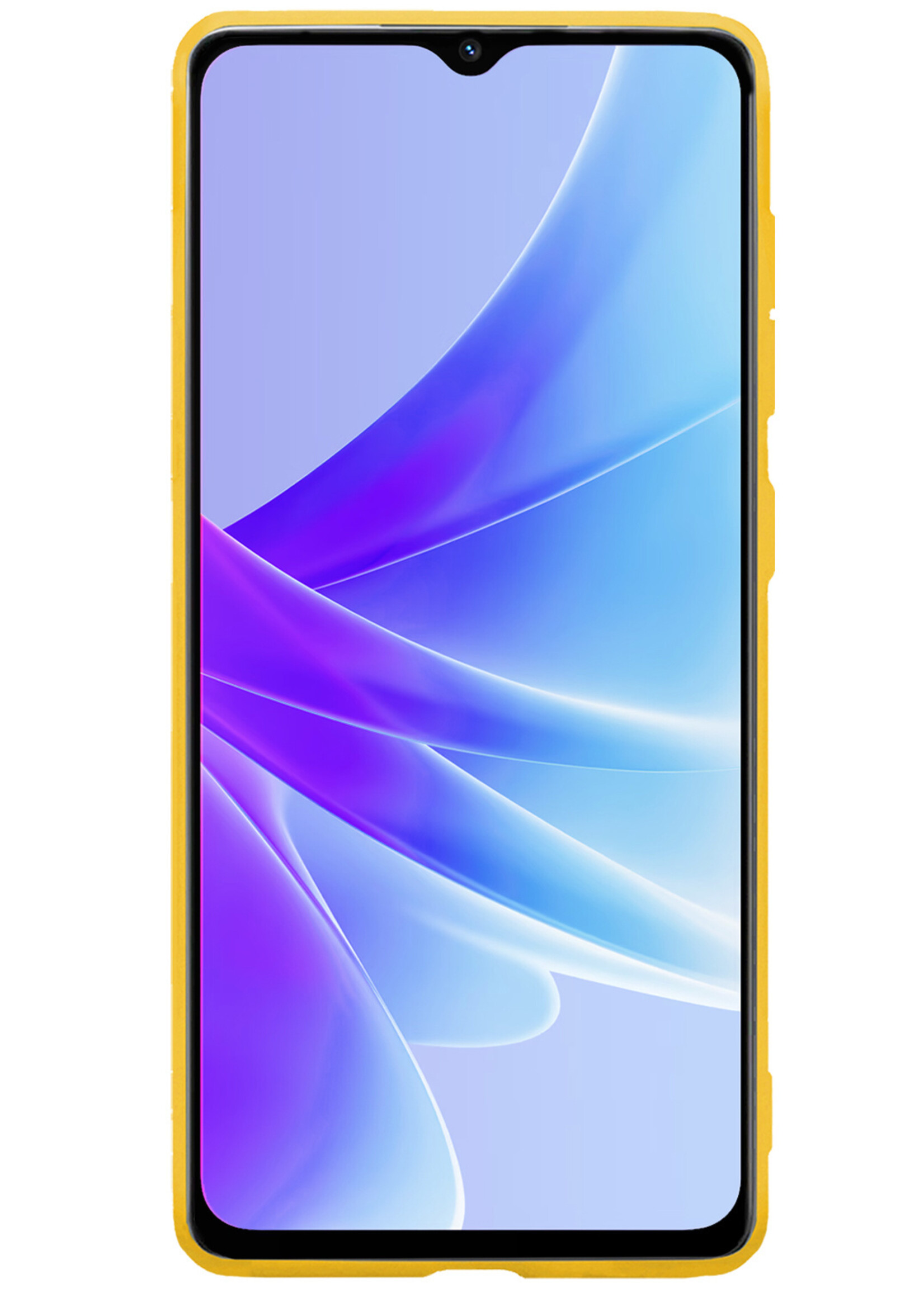 BTH Hoesje Geschikt voor OPPO A57 Hoesje Siliconen Case Hoes Met Screenprotector - Hoes Geschikt voor OPPO A57 Hoes Cover Case - Geel