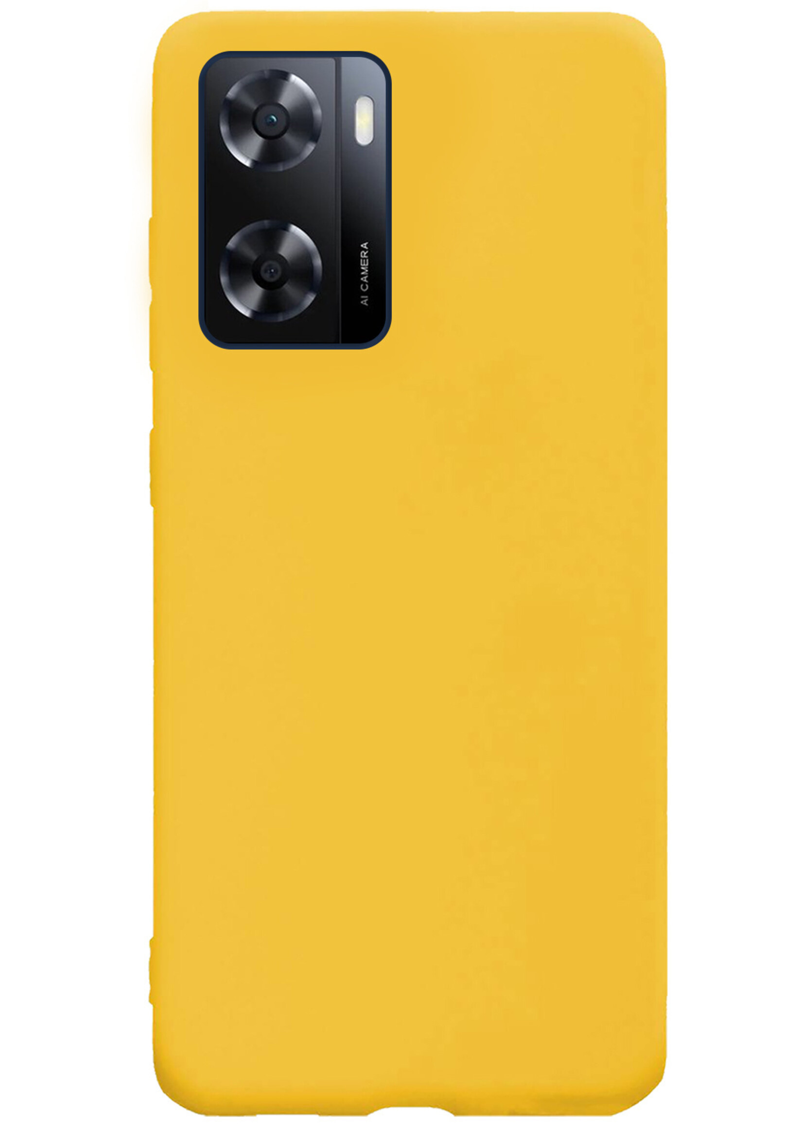 BTH Hoesje Geschikt voor OPPO A57 Hoesje Siliconen Case Hoes Met Screenprotector - Hoes Geschikt voor OPPO A57 Hoes Cover Case - Geel