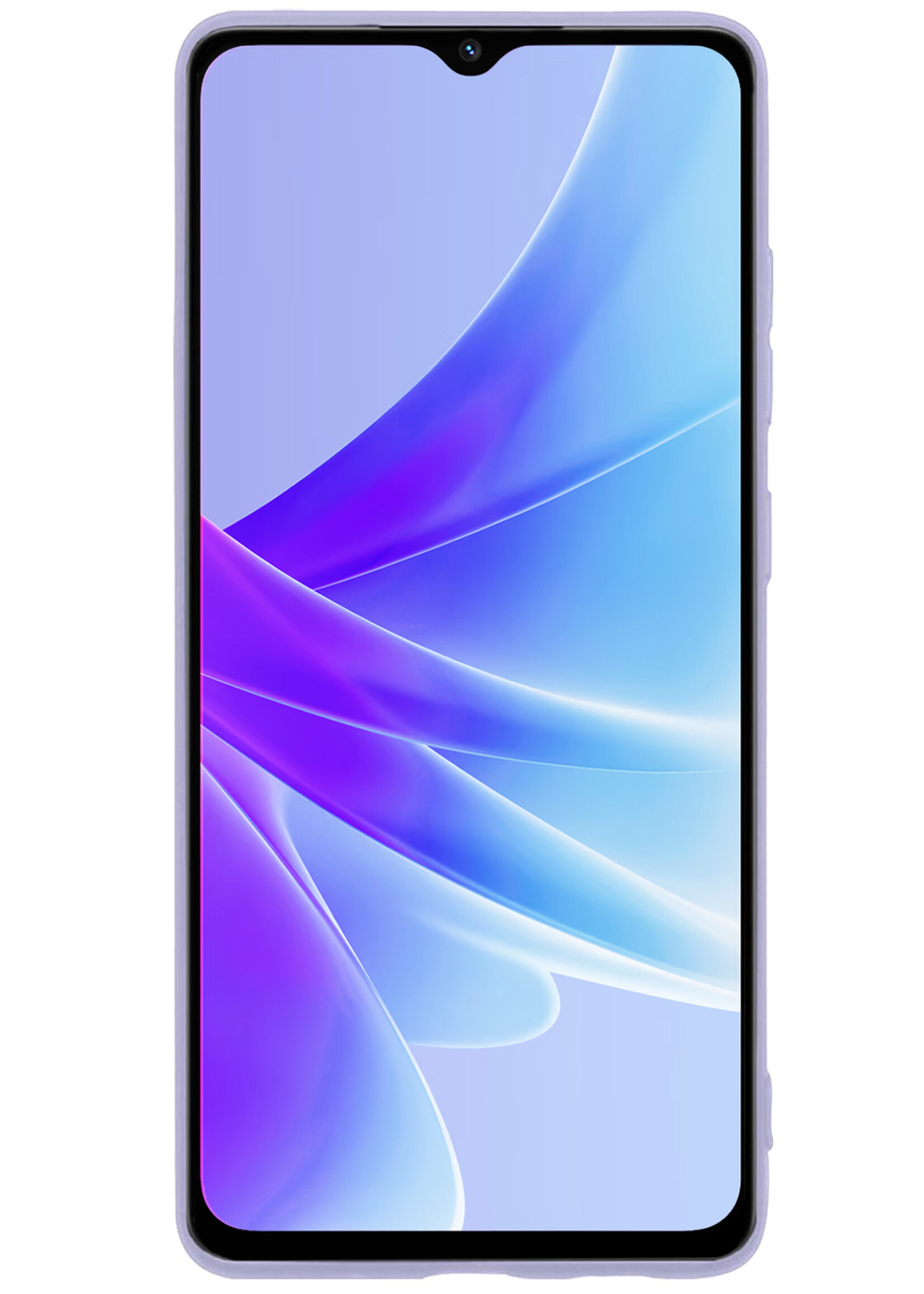 BTH Hoesje Geschikt voor OPPO A57 Hoesje Siliconen Case Hoes Met Screenprotector - Hoes Geschikt voor OPPO A57 Hoes Cover Case - Lila