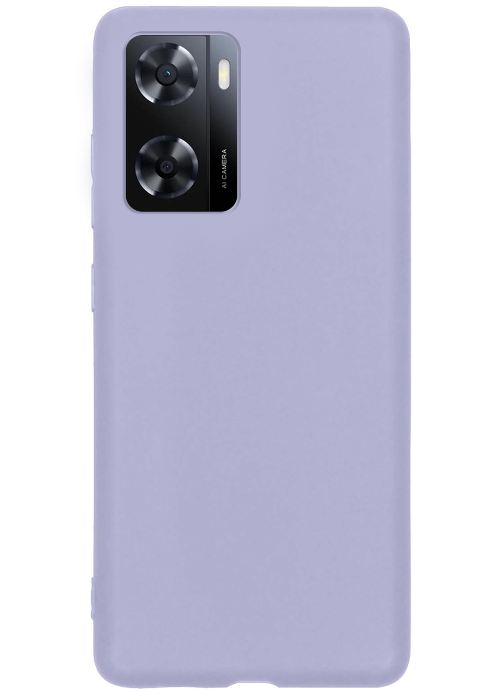 BTH Hoesje Geschikt voor OPPO A57 Hoesje Siliconen Case Hoes Met Screenprotector - Hoes Geschikt voor OPPO A57 Hoes Cover Case - Lila