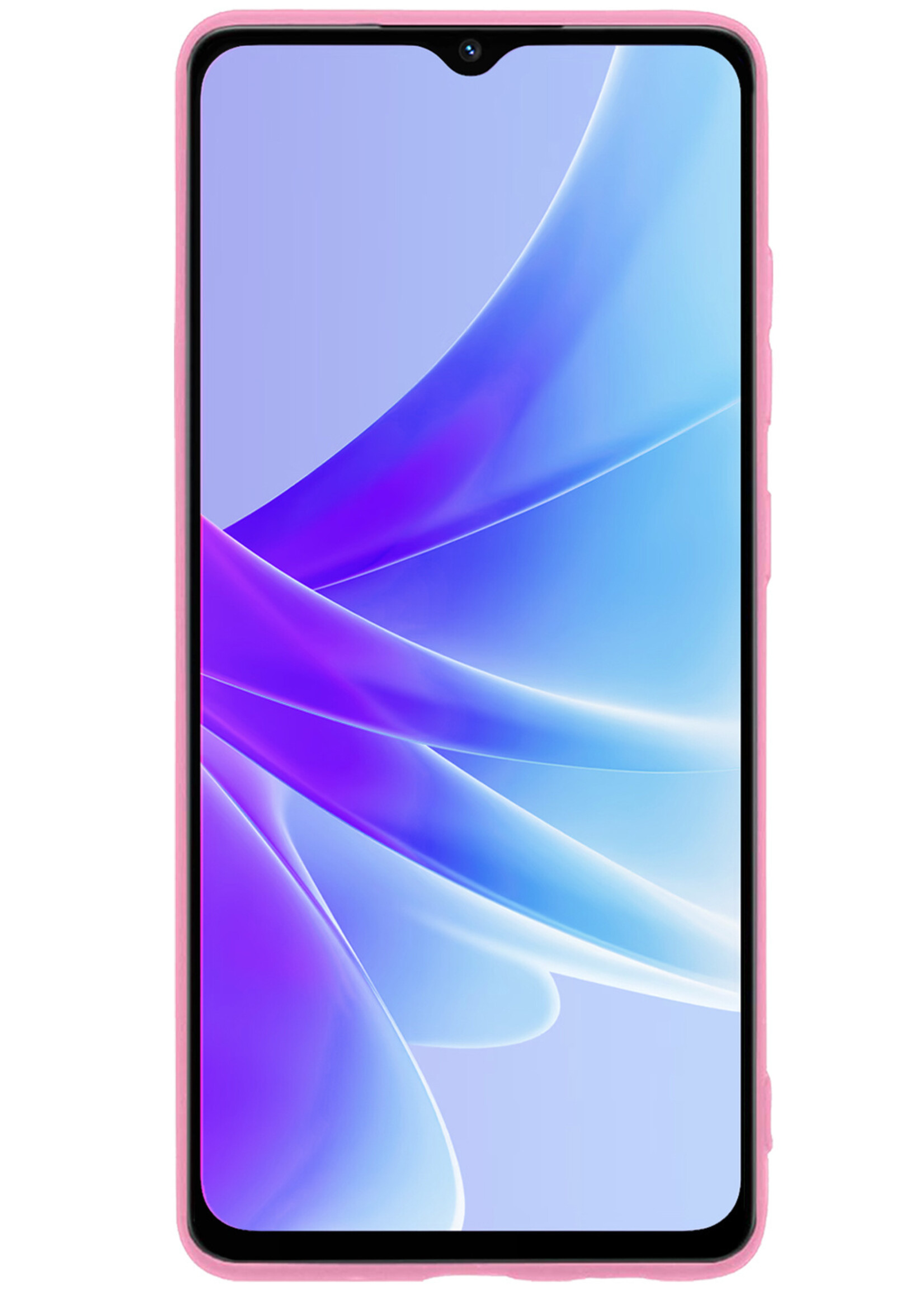 BTH Hoesje Geschikt voor OPPO A57 Hoesje Siliconen Case Hoes Met Screenprotector - Hoes Geschikt voor OPPO A57 Hoes Cover Case - Lichtroze