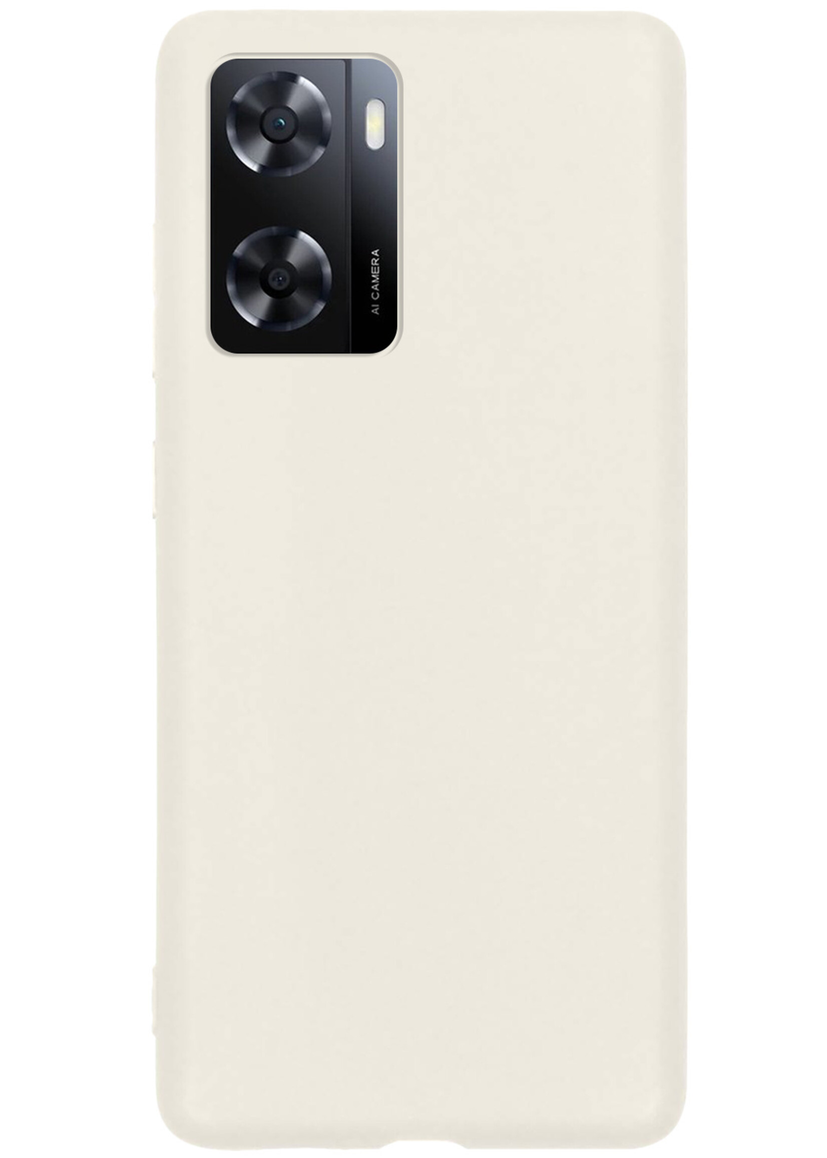 BTH Hoesje Geschikt voor OPPO A57 Hoesje Siliconen Case Hoes Met Screenprotector - Hoes Geschikt voor OPPO A57 Hoes Cover Case - Wit