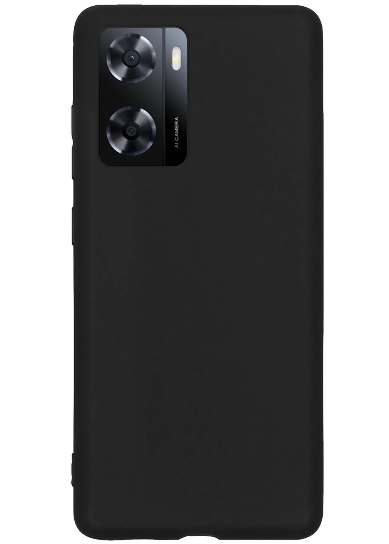 BTH Hoesje Geschikt voor OPPO A57 Hoesje Siliconen Case Hoes Met Screenprotector - Hoes Geschikt voor OPPO A57 Hoes Cover Case - Zwart