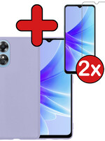 BTH BTH OPPO A17 Hoesje Siliconen Met 2x Screenprotector - Lila