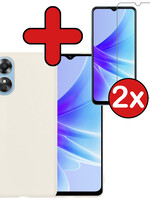 BTH BTH OPPO A17 Hoesje Siliconen Met 2x Screenprotector - Wit