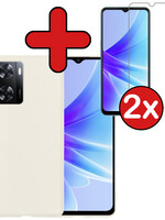 BTH BTH OPPO A57s Hoesje Siliconen Met 2x Screenprotector - Wit