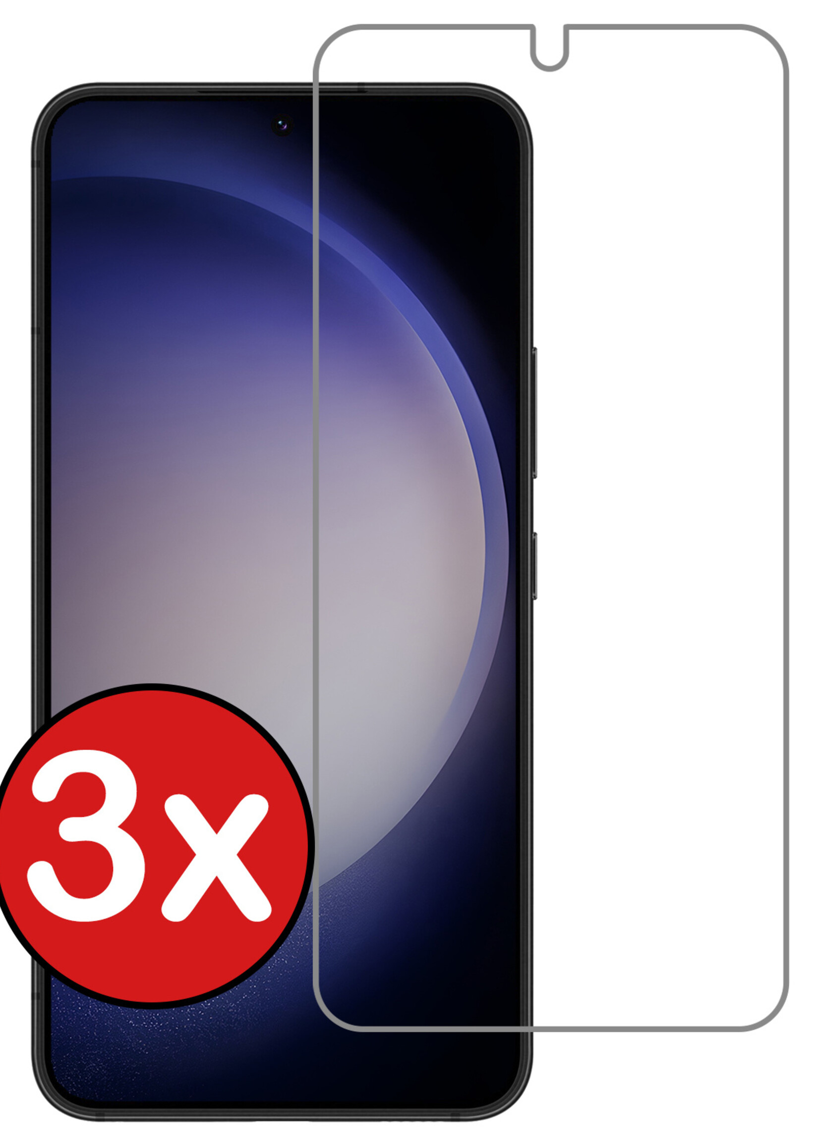 BTH Screenprotector Geschikt voor Samsung S23 Screenprotector Glas Gehard Tempered Glass - Screenprotector Geschikt voor Samsung Galaxy S23 Screen Protector Screen Cover - 3 PACK