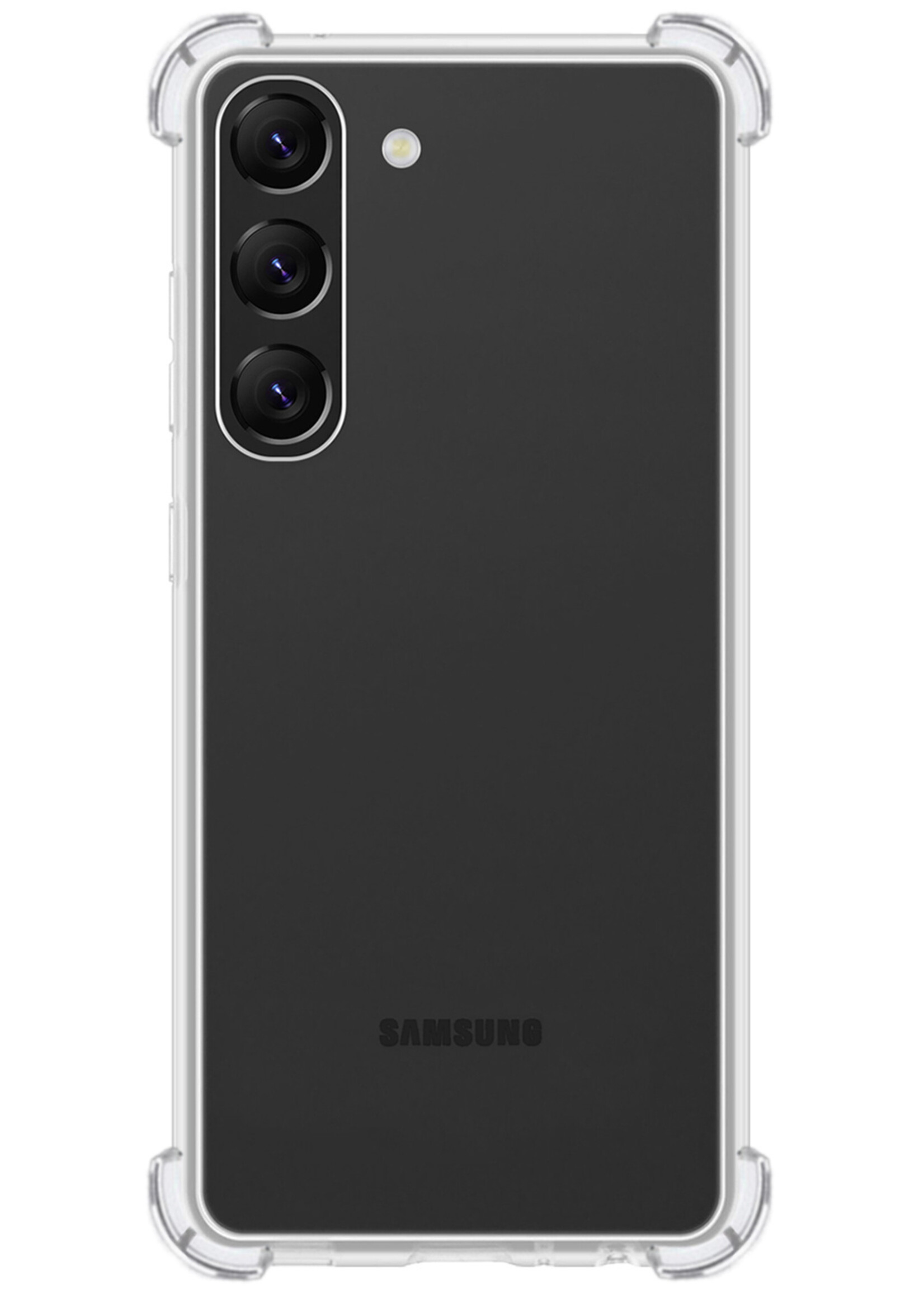 BTH Hoesje Geschikt voor Samsung S23 Hoesje Siliconen Shock Proof Case Hoes Met 2x Screenprotector - Hoes Geschikt voor Samsung Galaxy S23 Hoes Cover Case Shockproof - Transparant