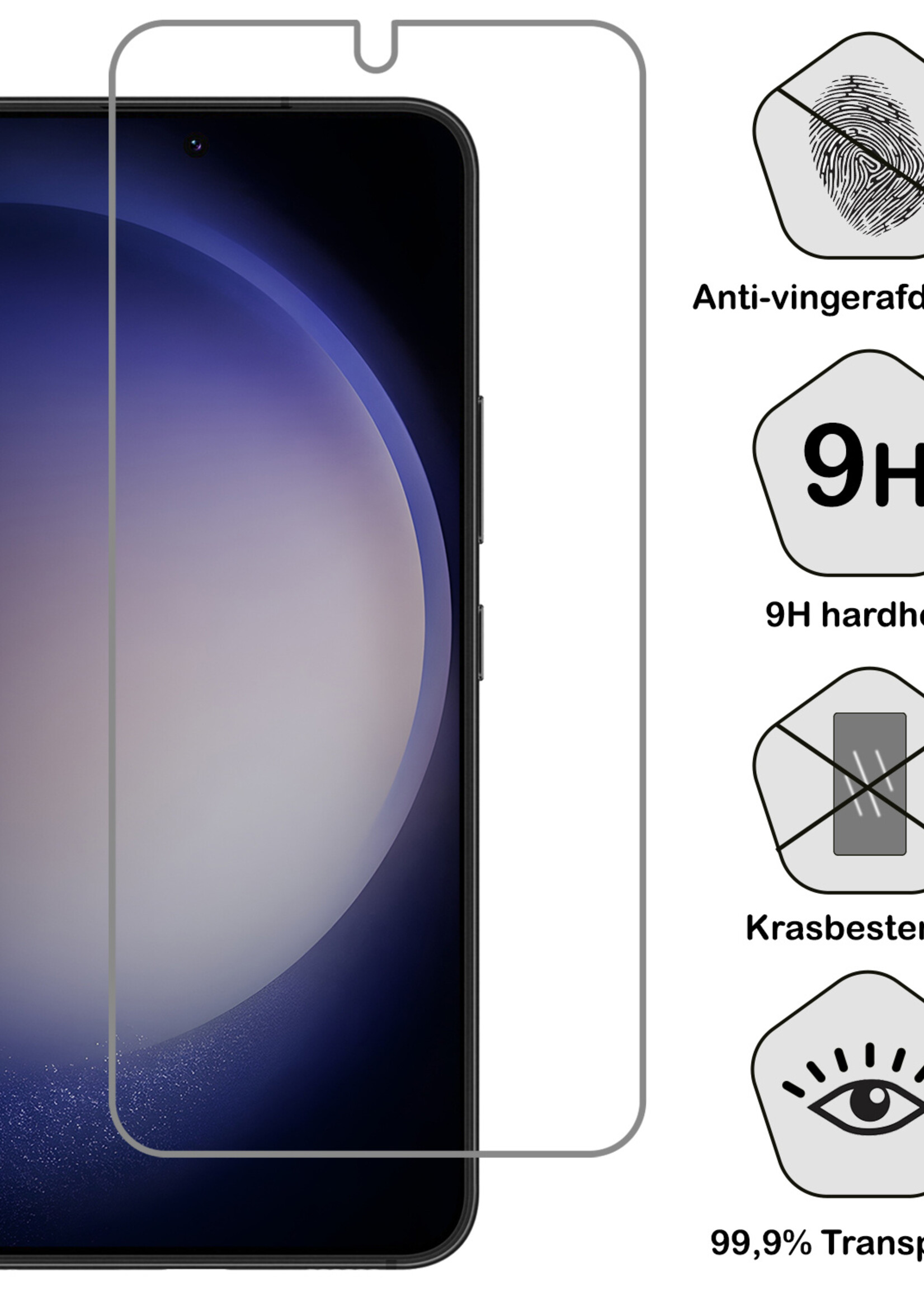 BTH Hoesje Geschikt voor Samsung S23 Hoesje Book Case Hoes Portemonnee Cover Walletcase Met 2x Screenprotector - Hoes Geschikt voor Samsung Galaxy S23 Hoes Bookcase Hoesje - Donkerblauw