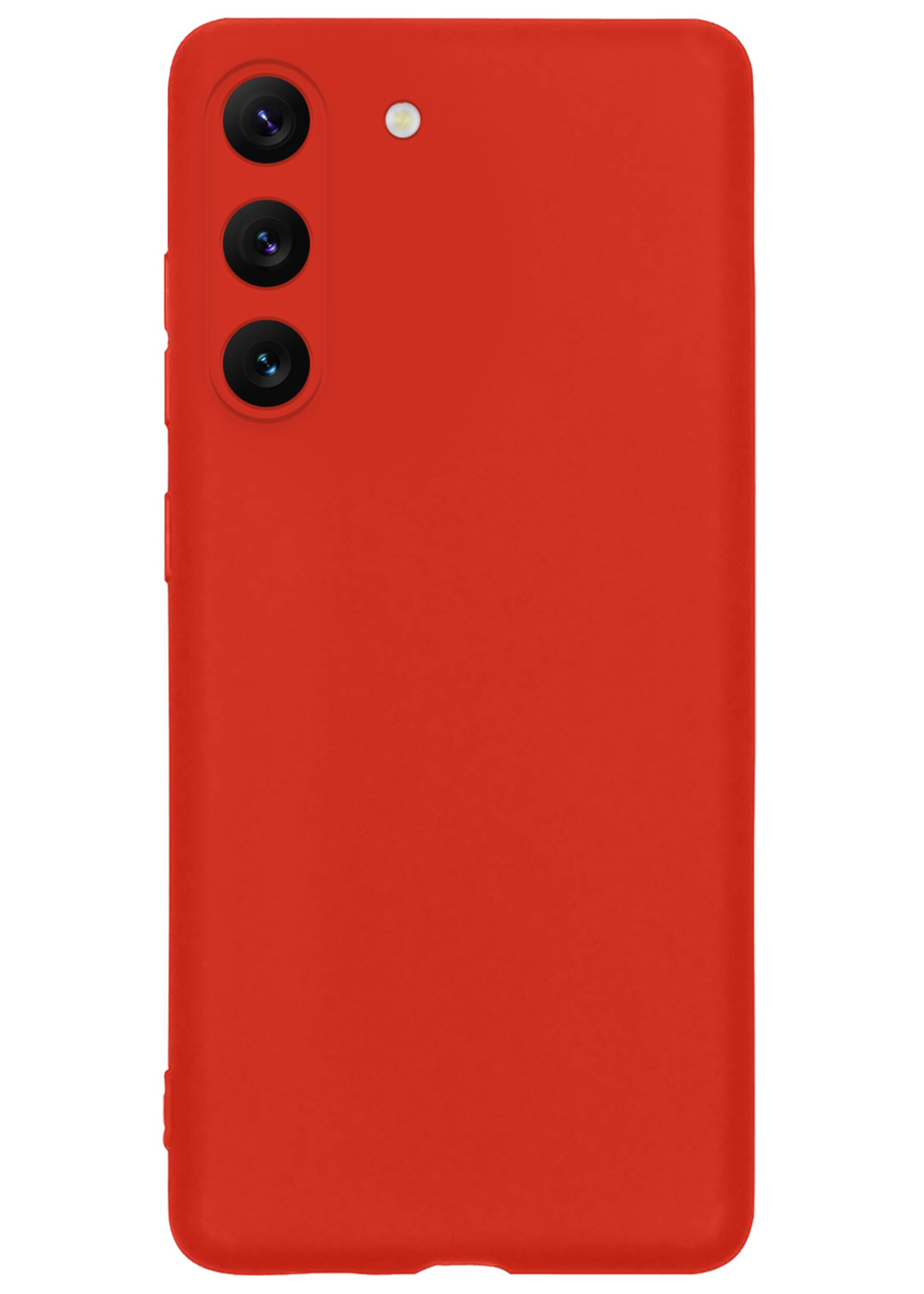 BTH Hoesje Geschikt voor Samsung S23 Hoesje Siliconen Case Hoes Met Screenprotector - Hoes Geschikt voor Samsung Galaxy S23 Hoes Cover Case - Rood