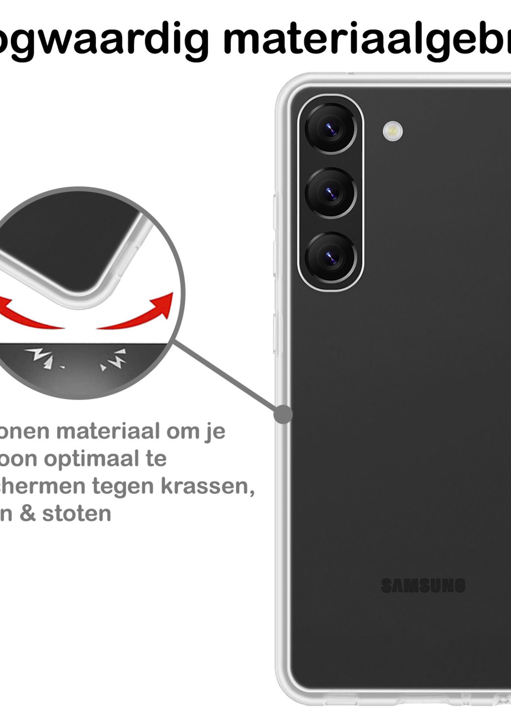BTH Hoesje Geschikt voor Samsung S23 Hoesje Siliconen Case Hoes Met Screenprotector - Hoes Geschikt voor Samsung Galaxy S23 Hoes Cover Case - Transparant