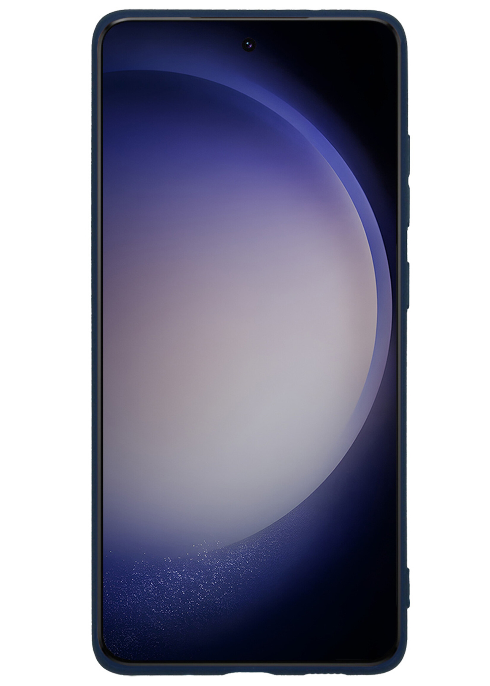 BTH Hoesje Geschikt voor Samsung S23 Hoesje Siliconen Case Hoes Met 2x Screenprotector - Hoes Geschikt voor Samsung Galaxy S23 Hoes Cover Case - Donkerblauw