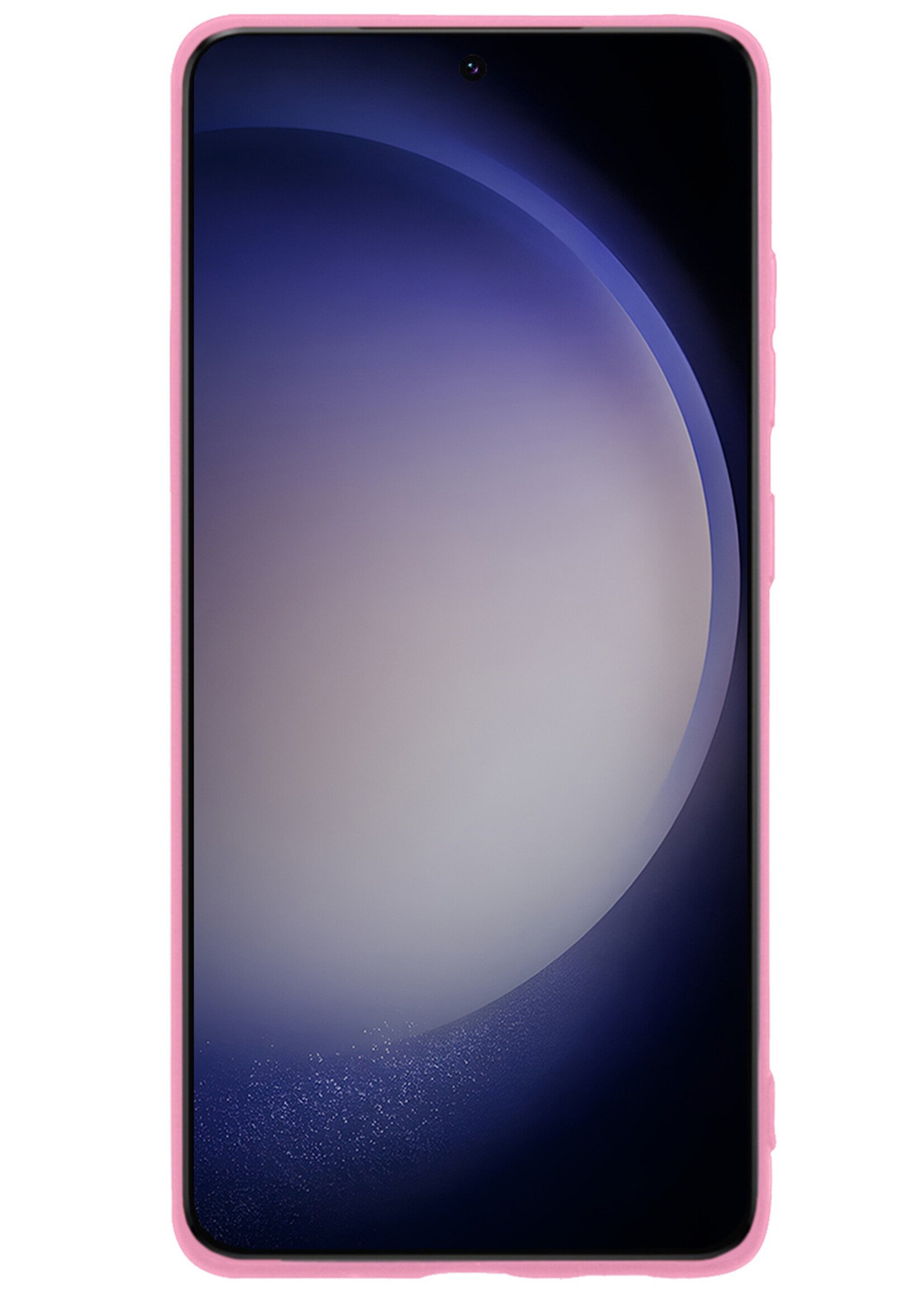 BTH Hoesje Geschikt voor Samsung S23 Hoesje Siliconen Case Hoes Met 2x Screenprotector - Hoes Geschikt voor Samsung Galaxy S23 Hoes Cover Case - Roze