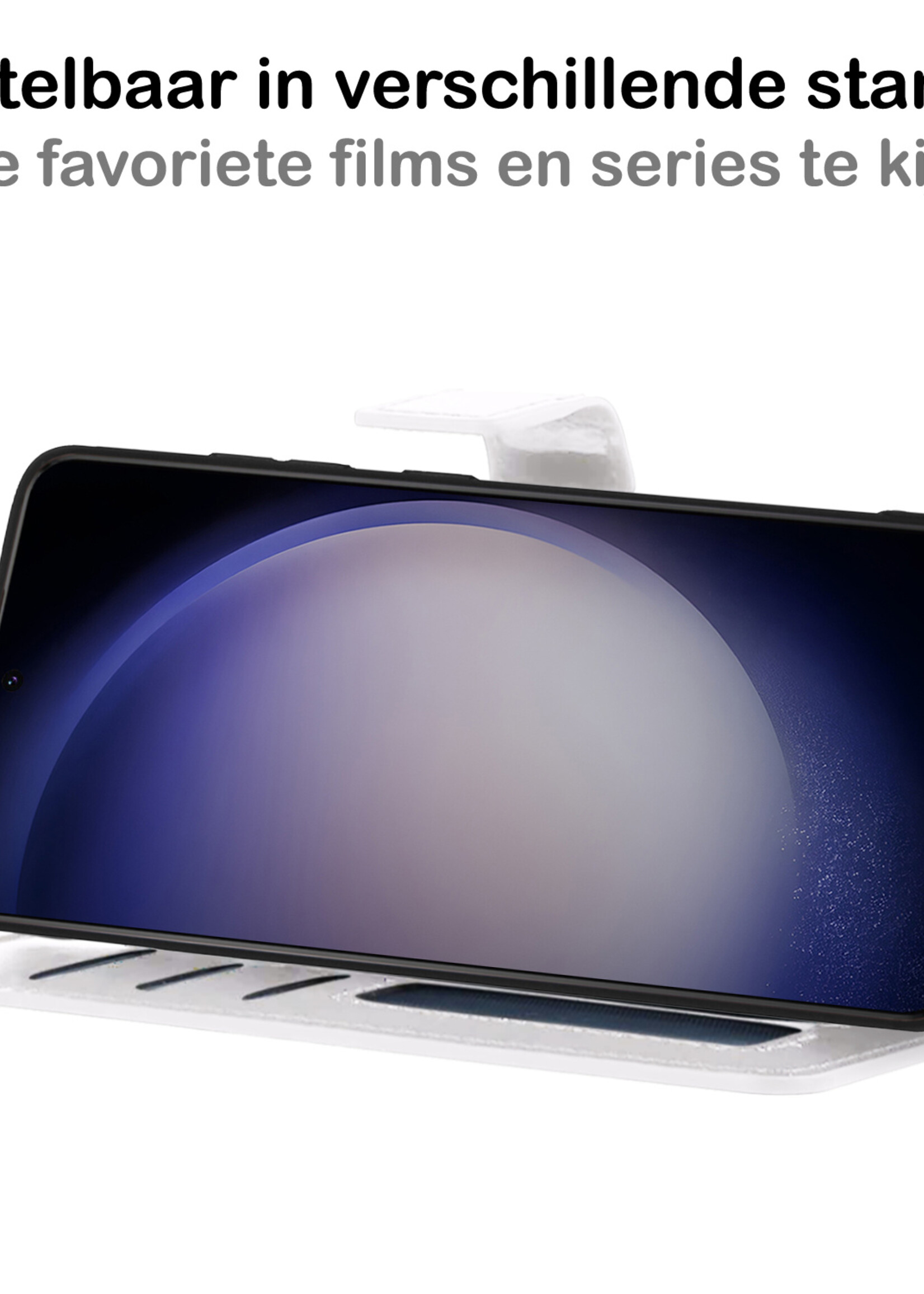 BTH Samsung S23 Plus Hoesje Book Case Hoes Portemonnee Cover Walletcase - Samsung Galaxy S23 Plus Hoes Bookcase Hoesje - Wit