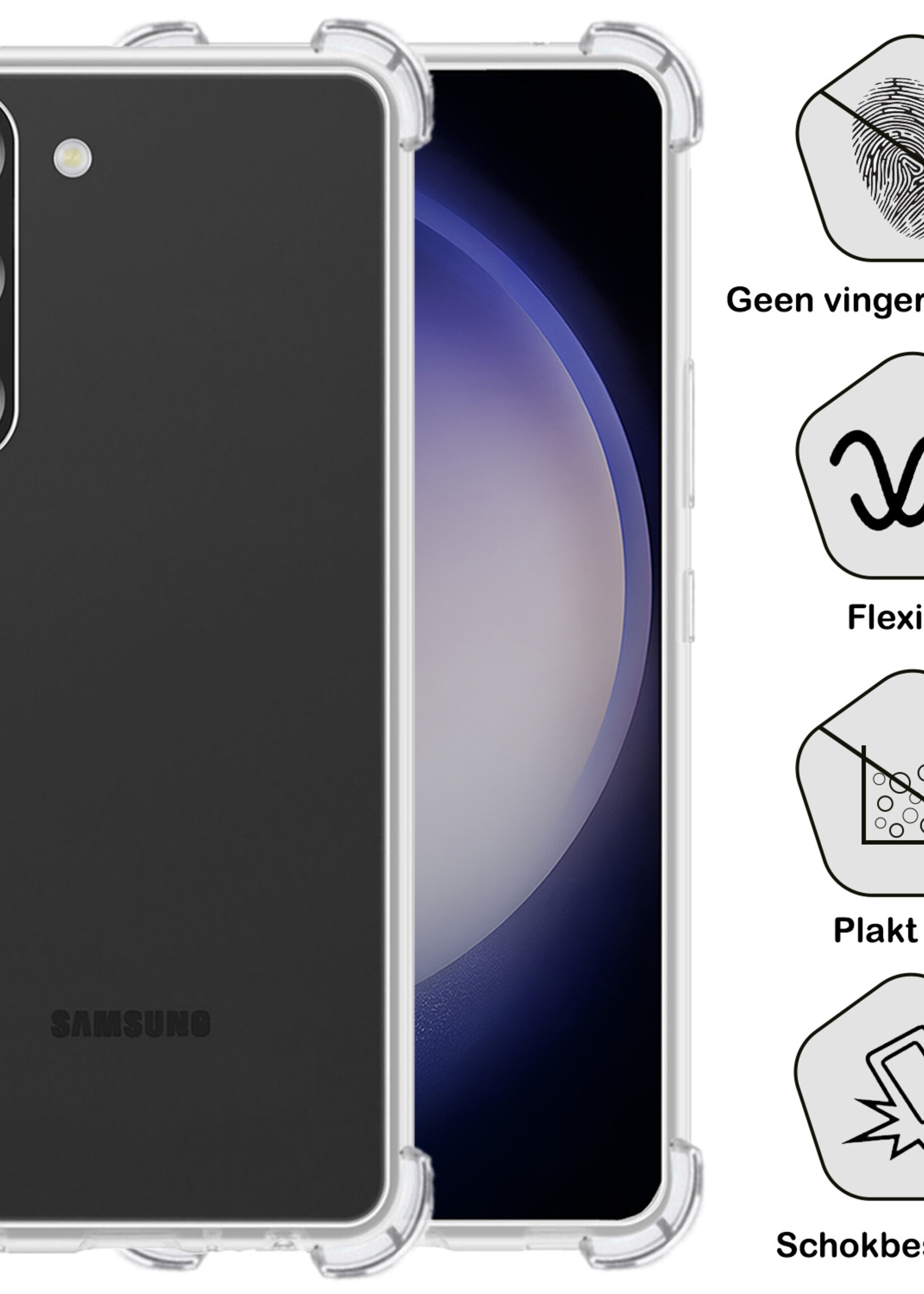 BTH Samsung S23 Plus Hoesje Siliconen Shock Proof Case Hoes - Samsung Galaxy S23 Plus Hoes Cover Case Shockproof - Transparant