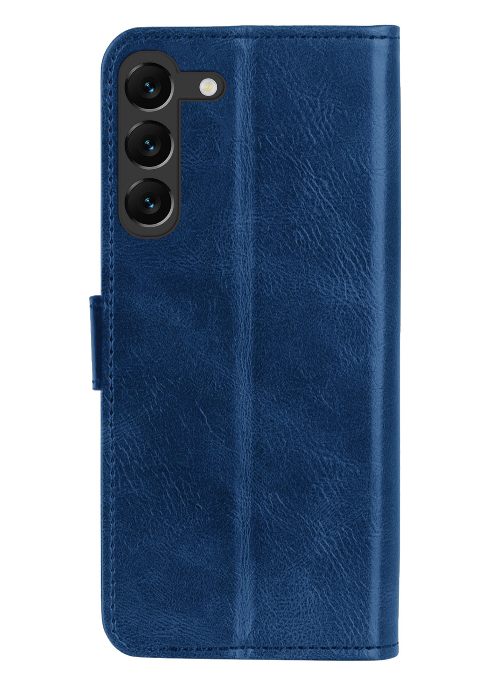 BTH Hoesje Geschikt voor Samsung S23 Plus Hoesje Book Case Hoes Portemonnee Cover Walletcase Met Screenprotector - Hoes Geschikt voor Samsung Galaxy S23 Plus Hoes Bookcase Hoesje - Donkerblauw