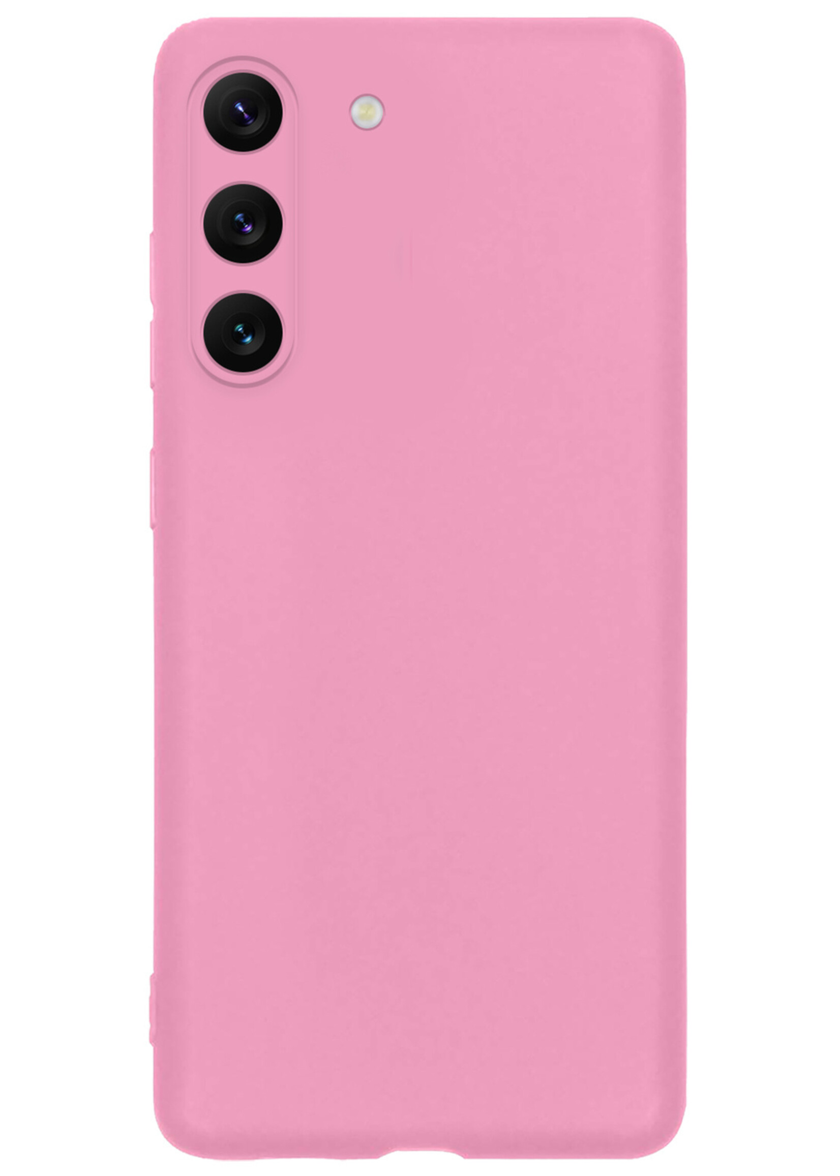 BTH Hoesje Geschikt voor Samsung S23 Plus Hoesje Siliconen Case Hoes Met Screenprotector - Hoes Geschikt voor Samsung Galaxy S23 Plus Hoes Cover Case - Roze