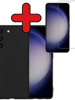 BTH BTH Samsung Galaxy S23 Plus Hoesje Siliconen Met Screenprotector - Zwart
