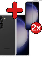 BTH BTH Samsung Galaxy S23 Plus Hoesje Siliconen Met 2x Screenprotector - Transparant