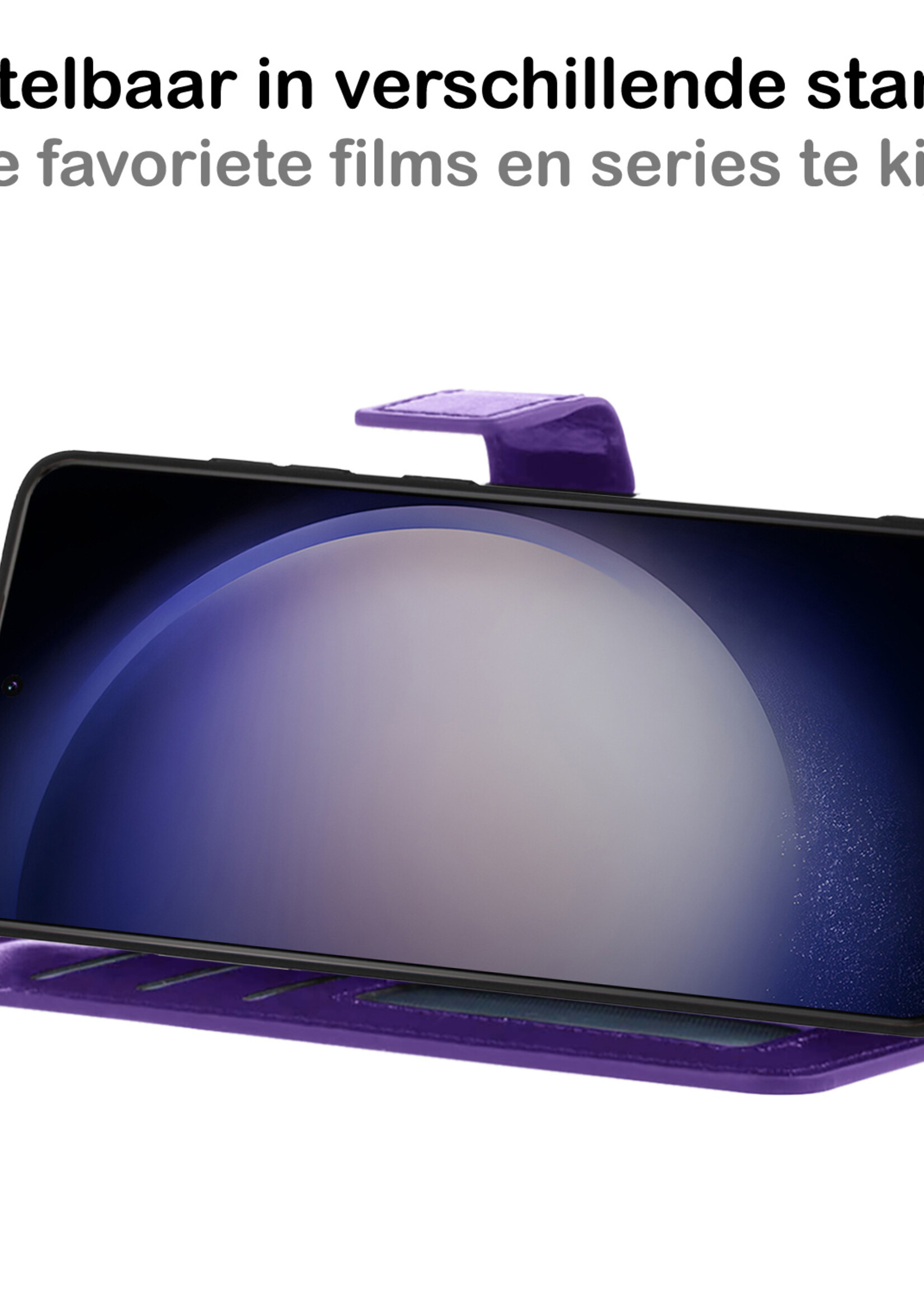 BTH Samsung S23 Ultra Hoesje Book Case Hoes Portemonnee Cover Walletcase - Samsung Galaxy S23 Ultra Hoes Bookcase Hoesje - Paars