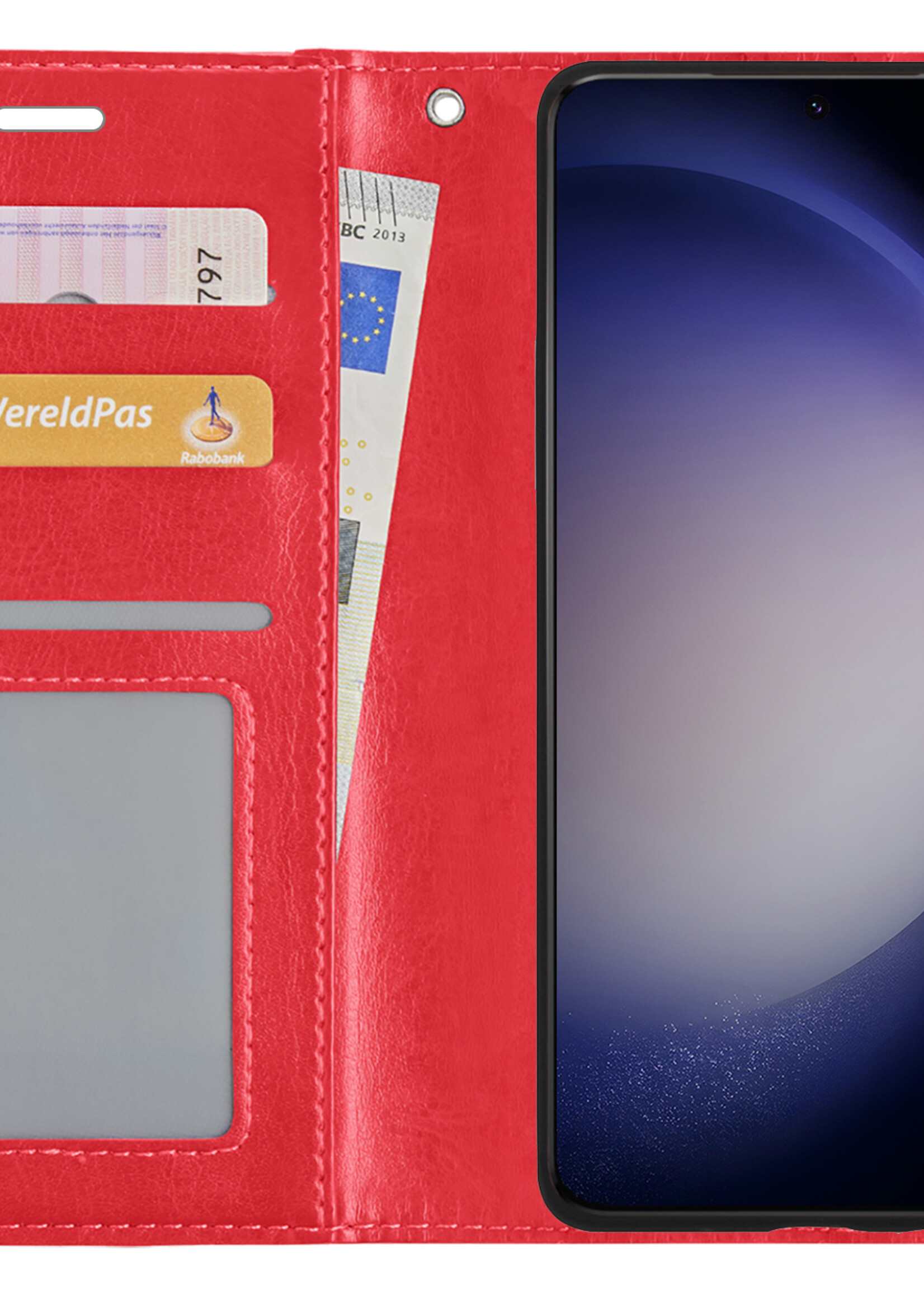 BTH Samsung S23 Ultra Hoesje Book Case Hoes Portemonnee Cover Walletcase - Samsung Galaxy S23 Ultra Hoes Bookcase Hoesje - Rood