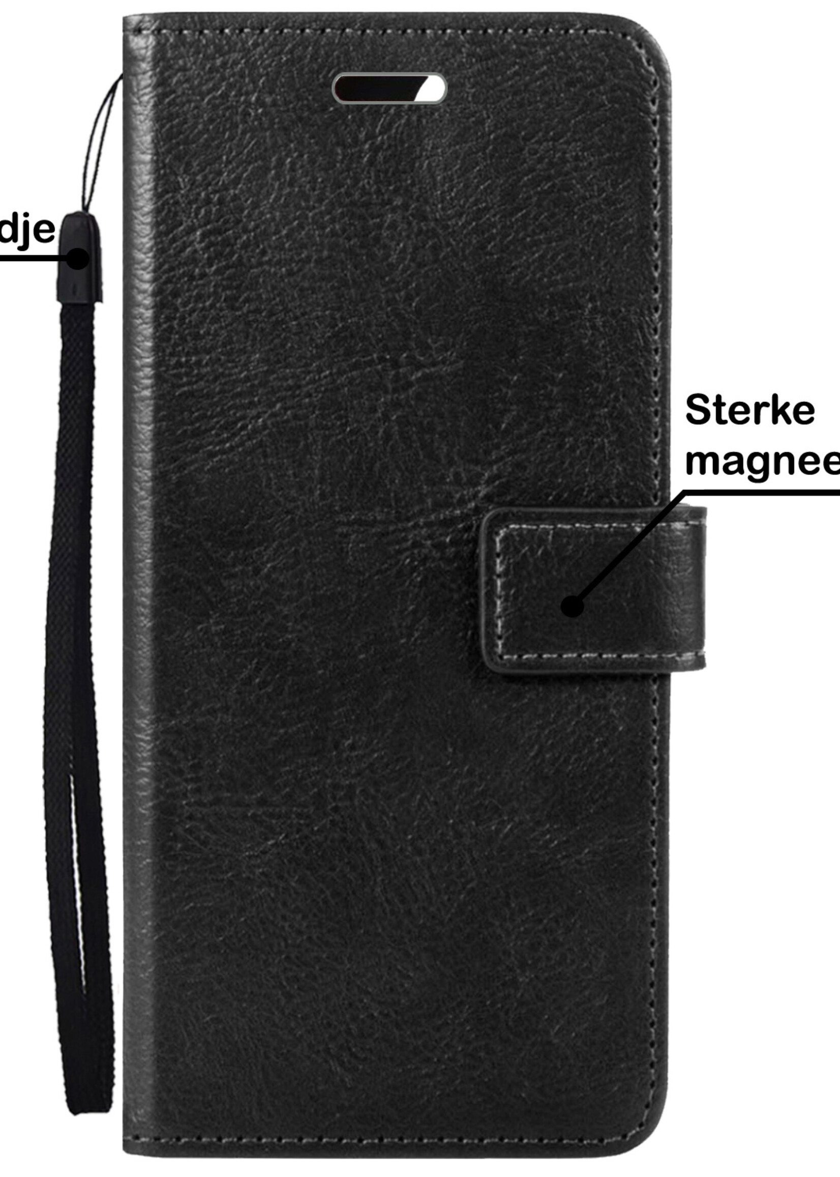BTH Hoesje Geschikt voor Samsung S23 Ultra Hoesje Book Case Hoes Portemonnee Cover Walletcase Met 2x Screenprotector - Hoes Geschikt voor Samsung Galaxy S23 Ultra Hoes Bookcase Hoesje - Zwart