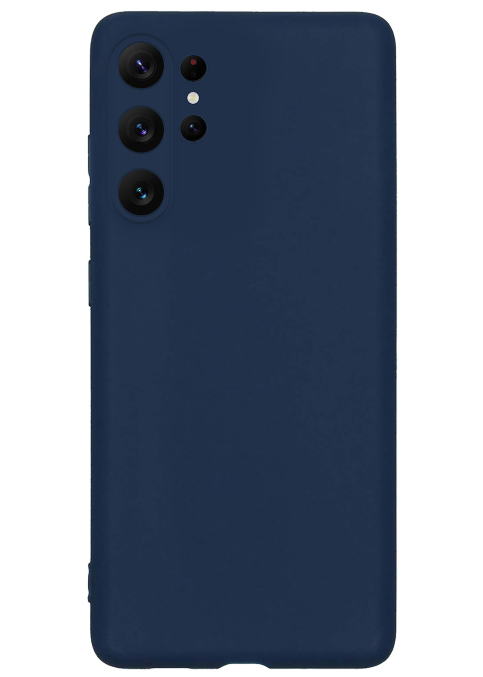 BTH Hoesje Geschikt voor Samsung S23 Ultra Hoesje Siliconen Case Hoes Met Screenprotector - Hoes Geschikt voor Samsung Galaxy S23 Ultra Hoes Cover Case - Donkerblauw