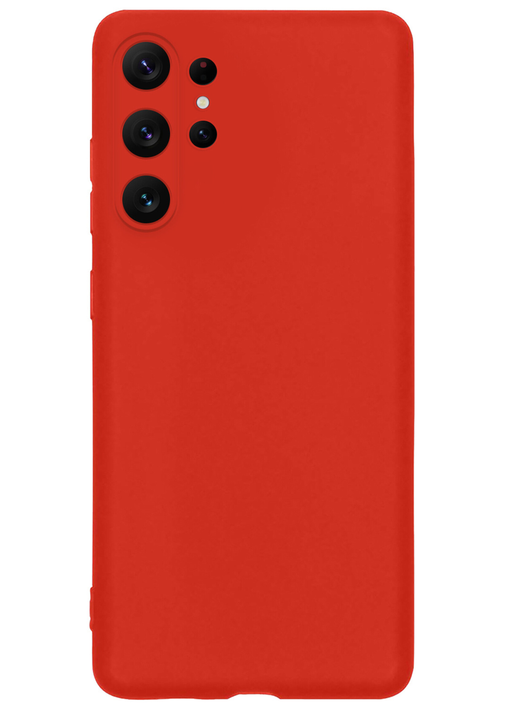 BTH Hoesje Geschikt voor Samsung S23 Ultra Hoesje Siliconen Case Hoes Met 2x Screenprotector - Hoes Geschikt voor Samsung Galaxy S23 Ultra Hoes Cover Case - Rood