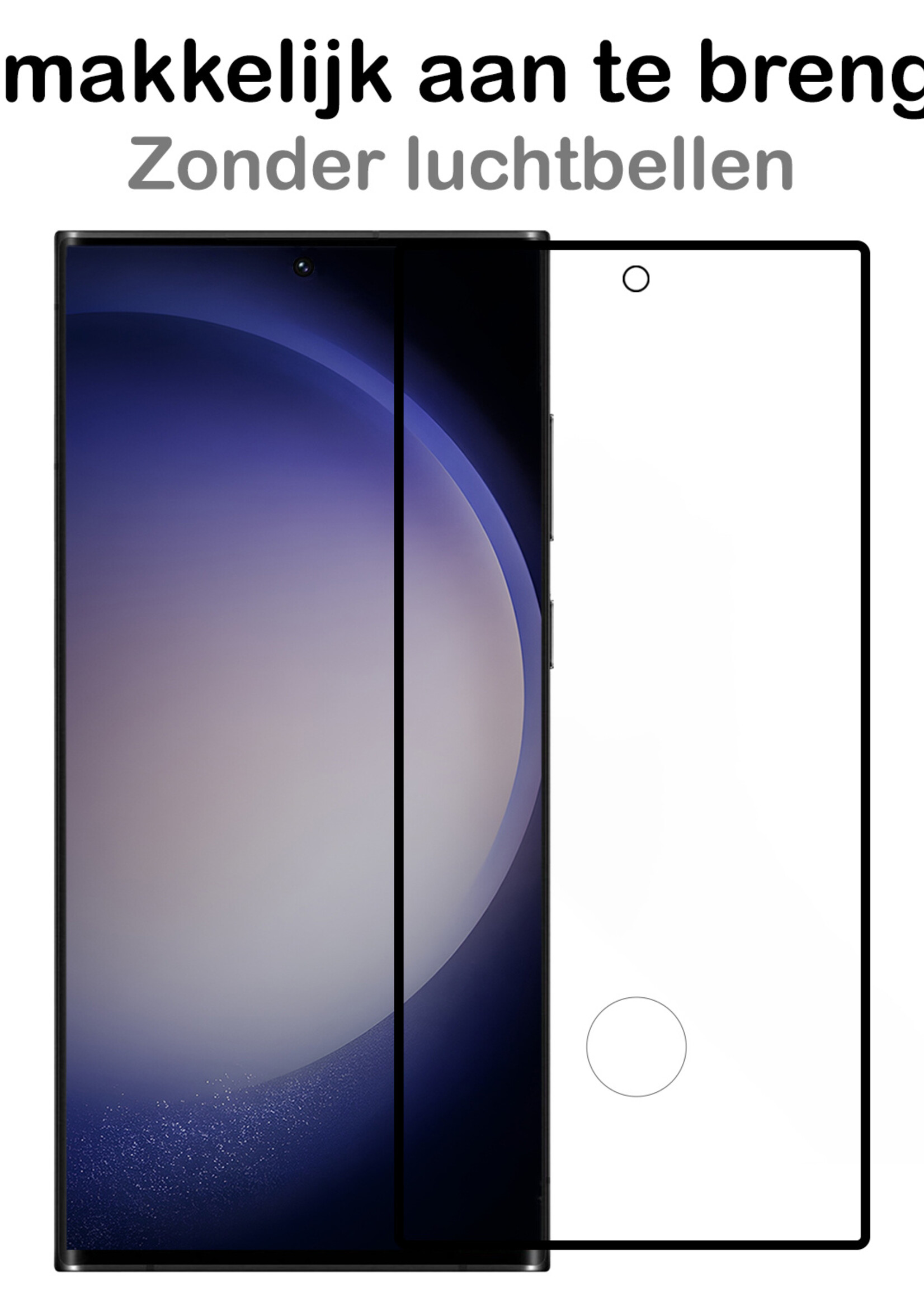 BTH Hoesje Geschikt voor Samsung S23 Ultra Hoesje Siliconen Case Hoes Met 2x Screenprotector - Hoes Geschikt voor Samsung Galaxy S23 Ultra Hoes Cover Case - Donkerblauw
