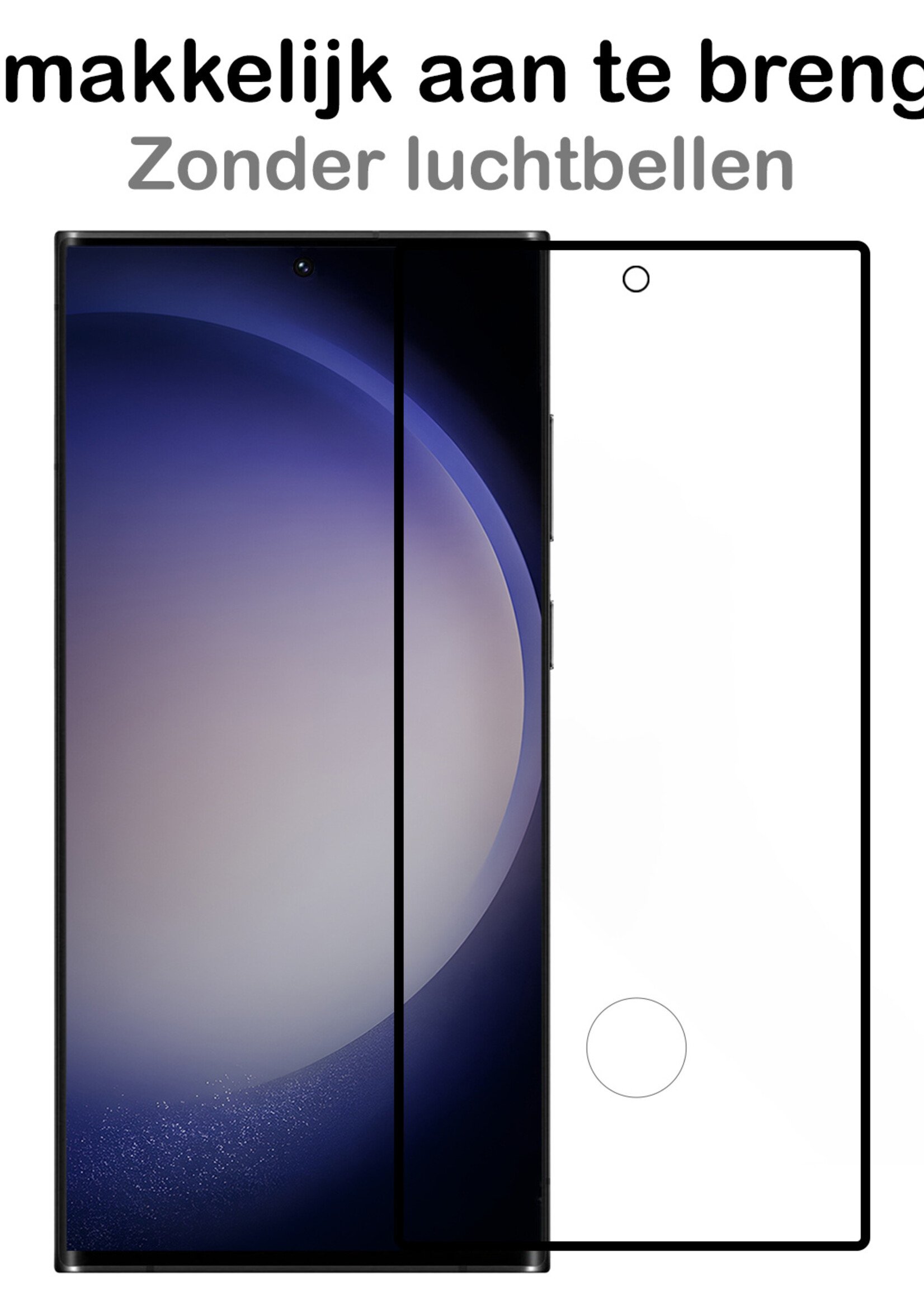 BTH Hoesje Geschikt voor Samsung S23 Ultra Hoesje Siliconen Case Hoes Met 2x Screenprotector - Hoes Geschikt voor Samsung Galaxy S23 Ultra Hoes Cover Case - Zwart