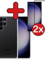 BTH BTH Samsung Galaxy S23 Ultra Hoesje Siliconen Met 2x Screenprotector - Transparant