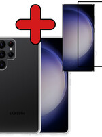 BTH BTH Samsung Galaxy S23 Ultra Hoesje Siliconen Met Screenprotector - Transparant