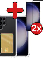 BTH BTH Samsung Galaxy S23 Ultra Hoesje Pashouder Met 2x Screenprotector