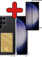 BTH BTH Samsung Galaxy S23 Ultra Hoesje Pashouder Met Screenprotector
